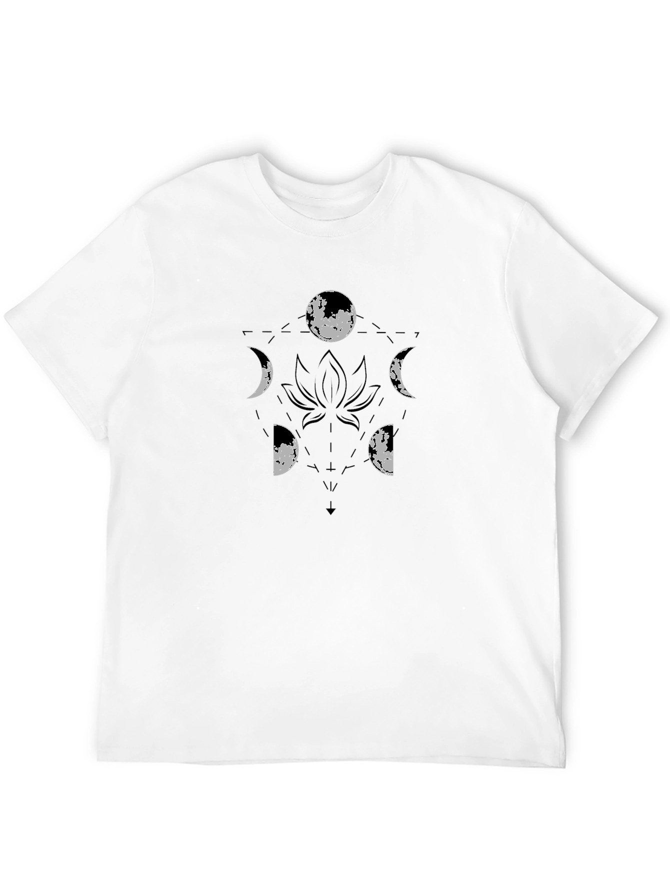 Moon Phases Lotus Black Graphic Tee