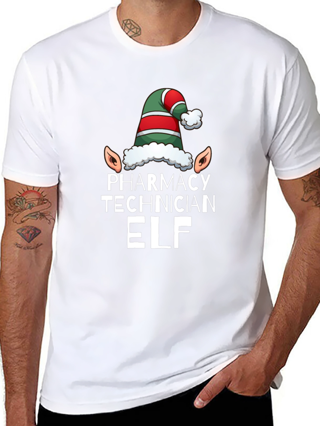 Pharmacy Technician Elf T-Shirt - Black