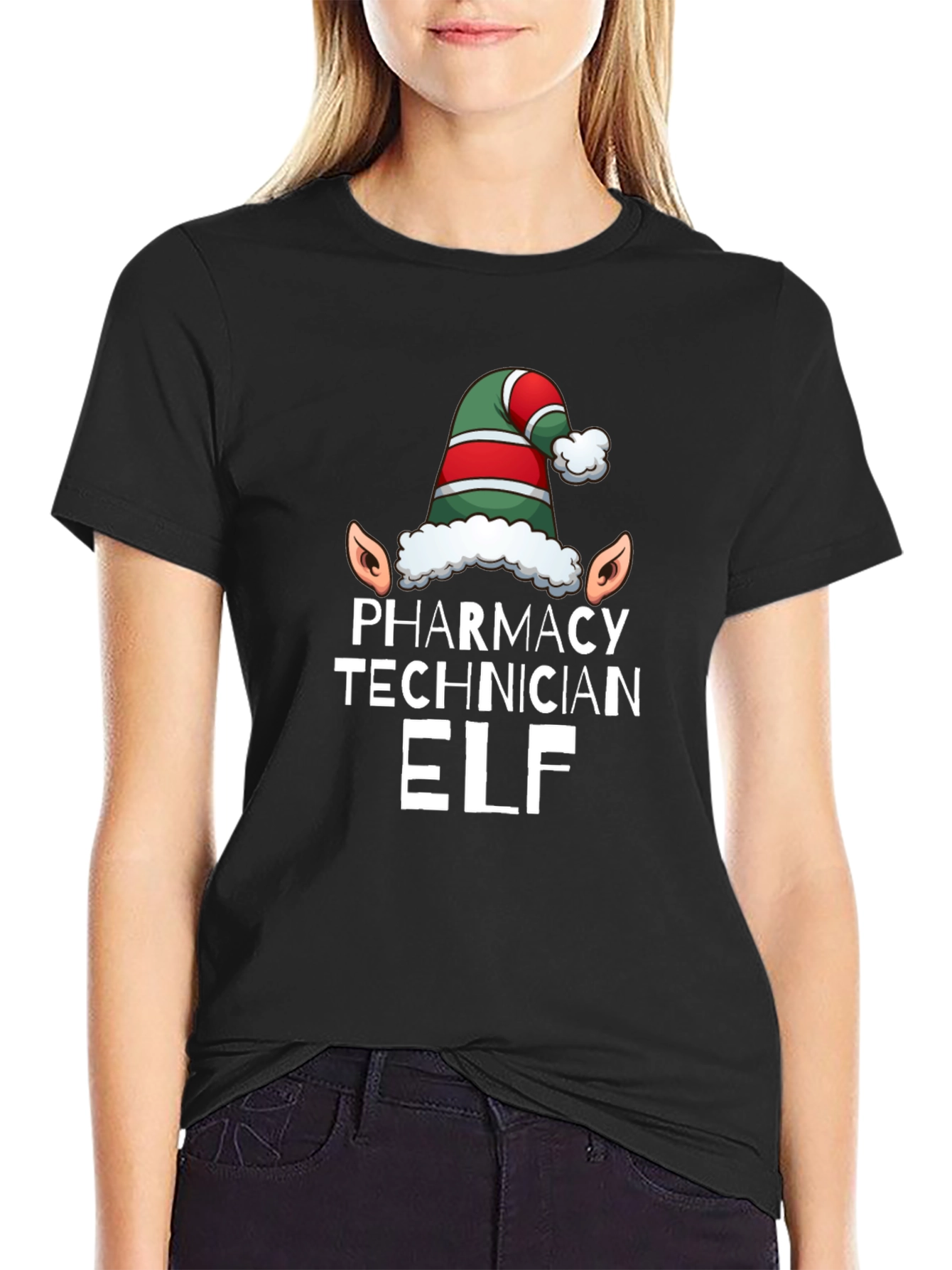 Pharmacy Technician Elf T-Shirt - Black