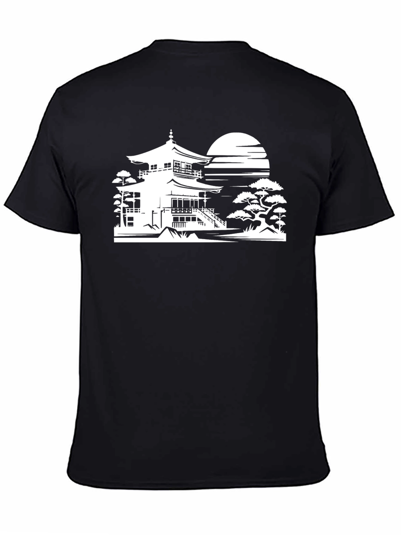 Zen Temple T-Shirt - Black Artistic Design