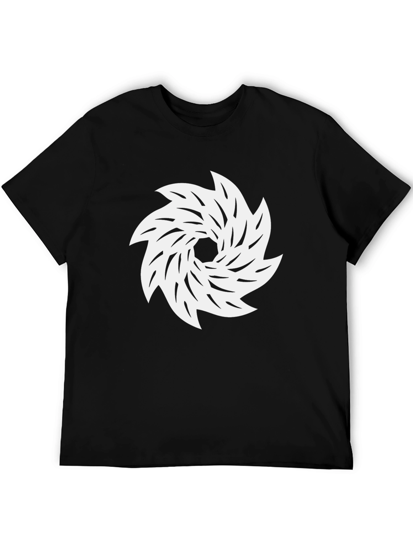 Black Tee with White Abstract Swirl Graphic