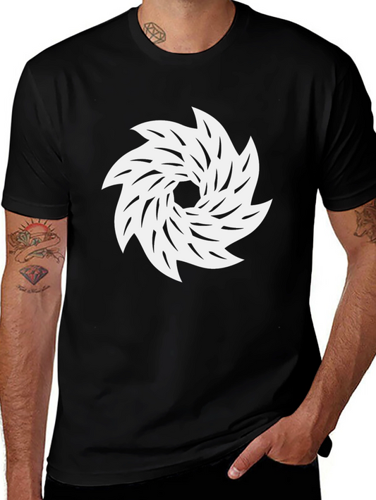 Black Tee with White Abstract Swirl Graphic