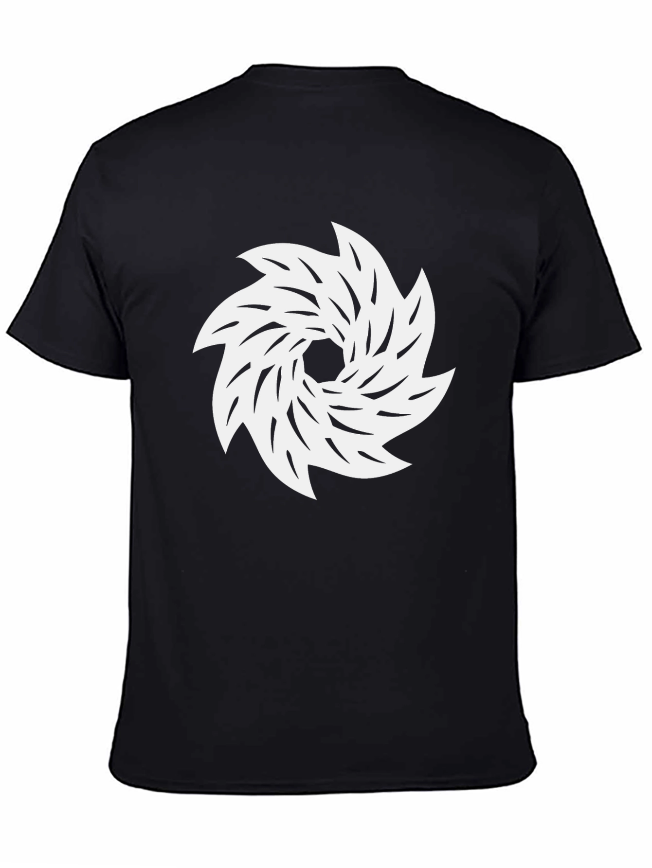 Black Tee with White Abstract Swirl Graphic