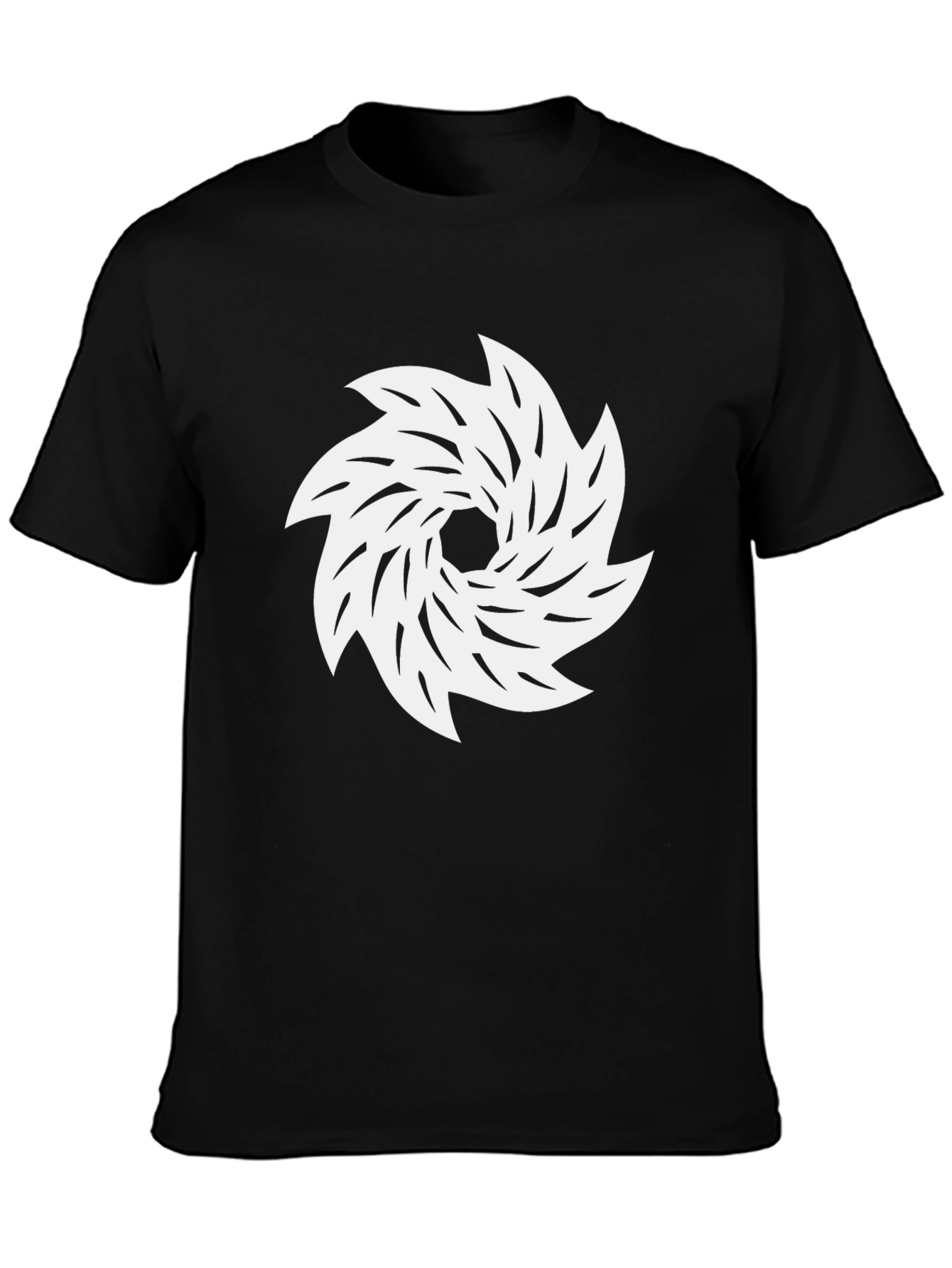 Black Tee with White Abstract Swirl Graphic