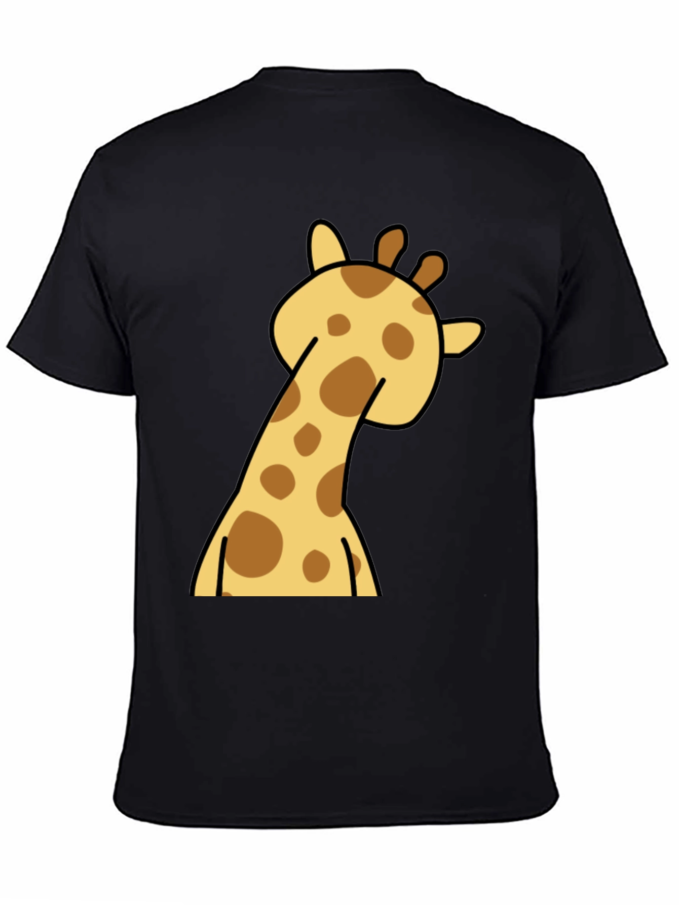 Giraffe Cartoon Graphic Tee - Black