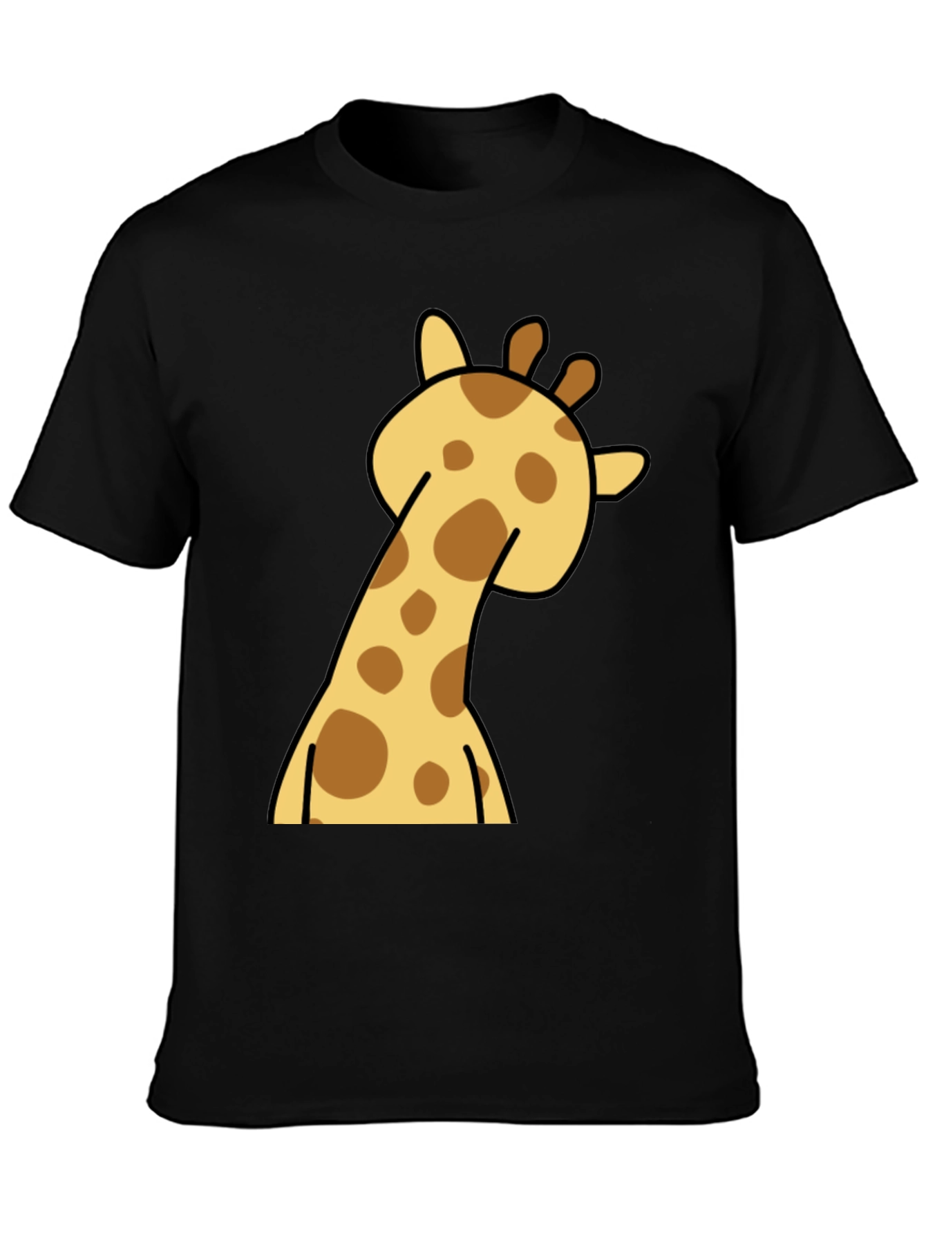 Giraffe Cartoon Graphic Tee - Black
