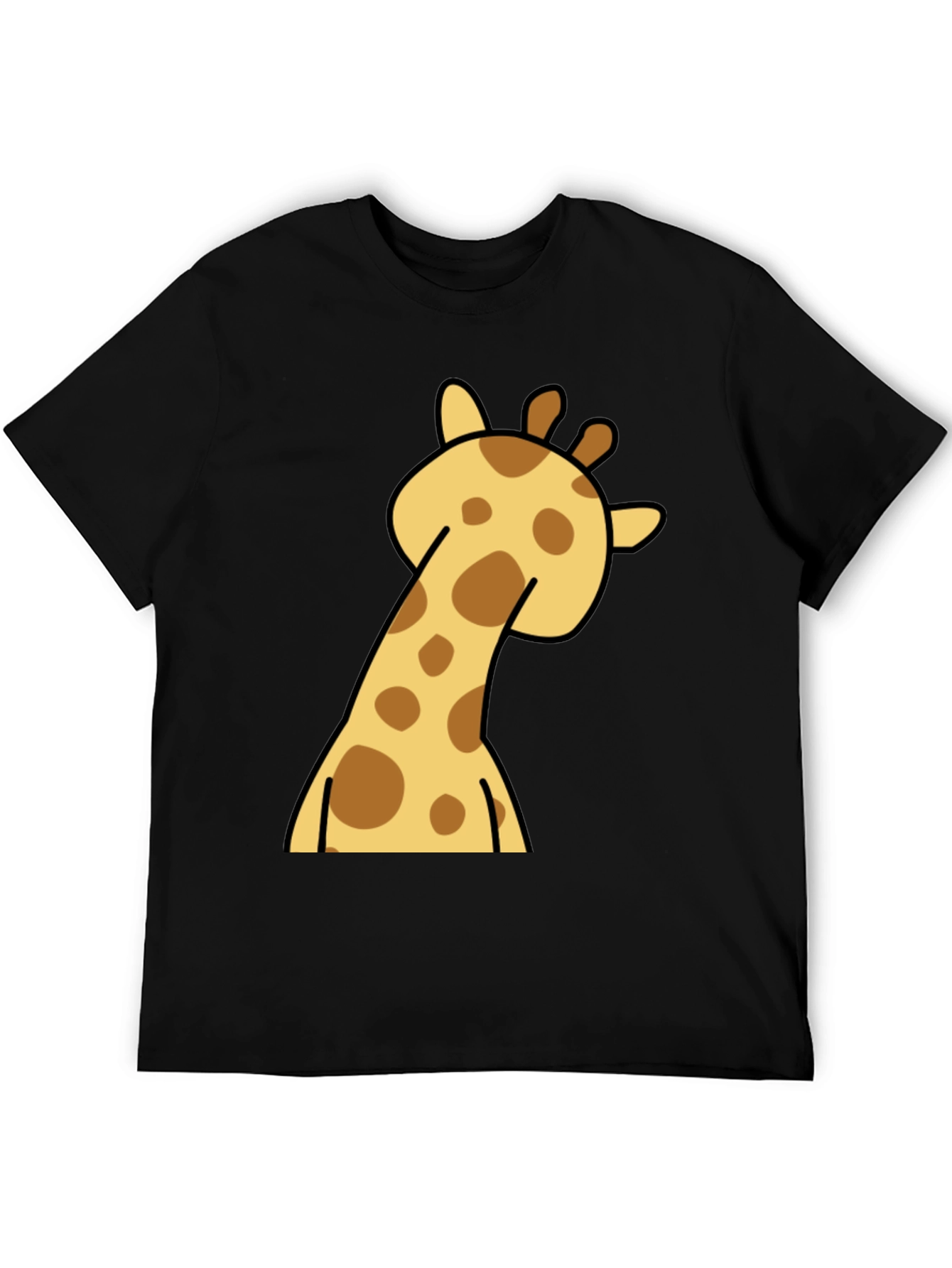 Giraffe Cartoon Graphic Tee - Black