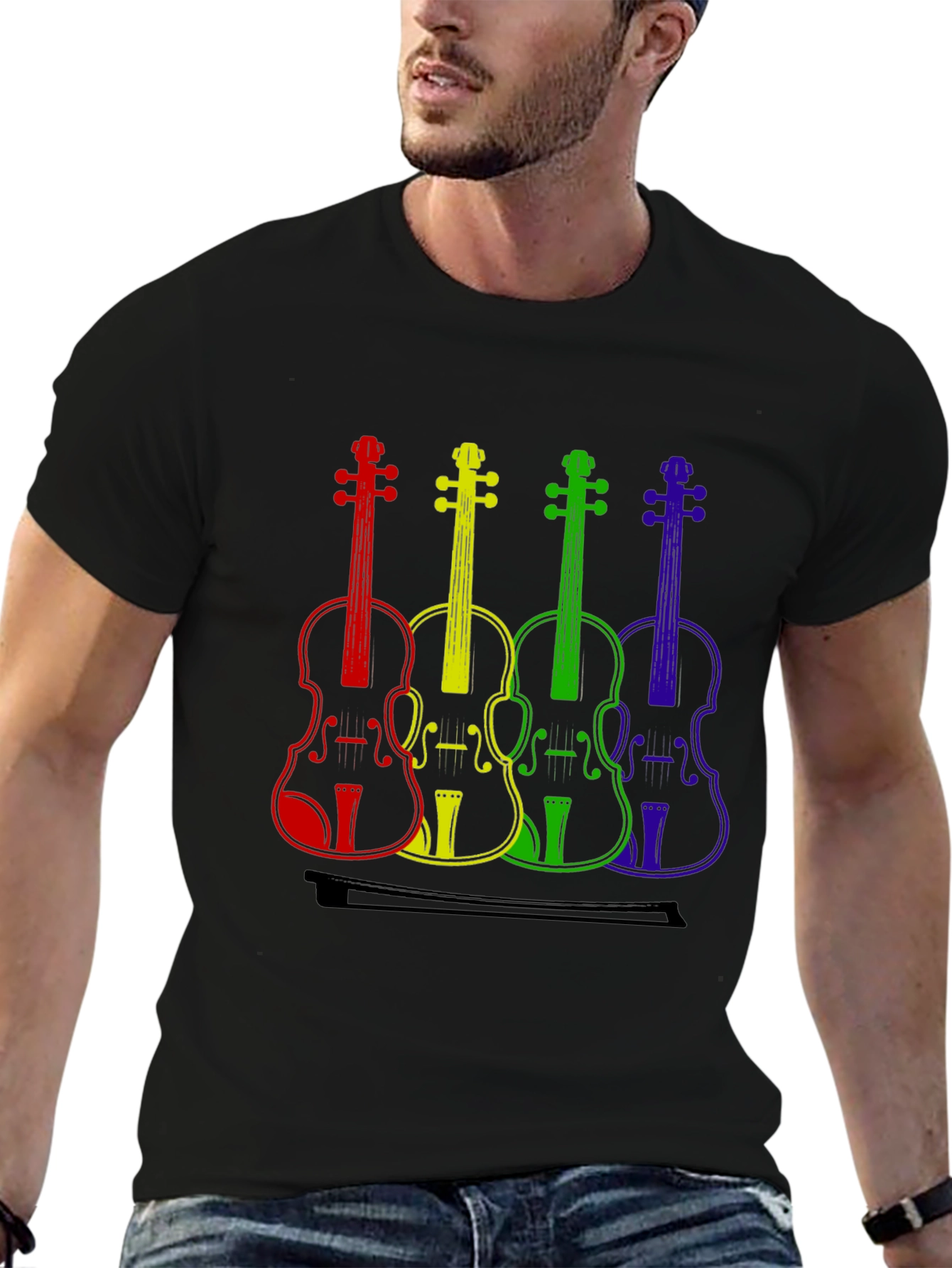 Rainbow Violin T-Shirt - Music Lover Tee