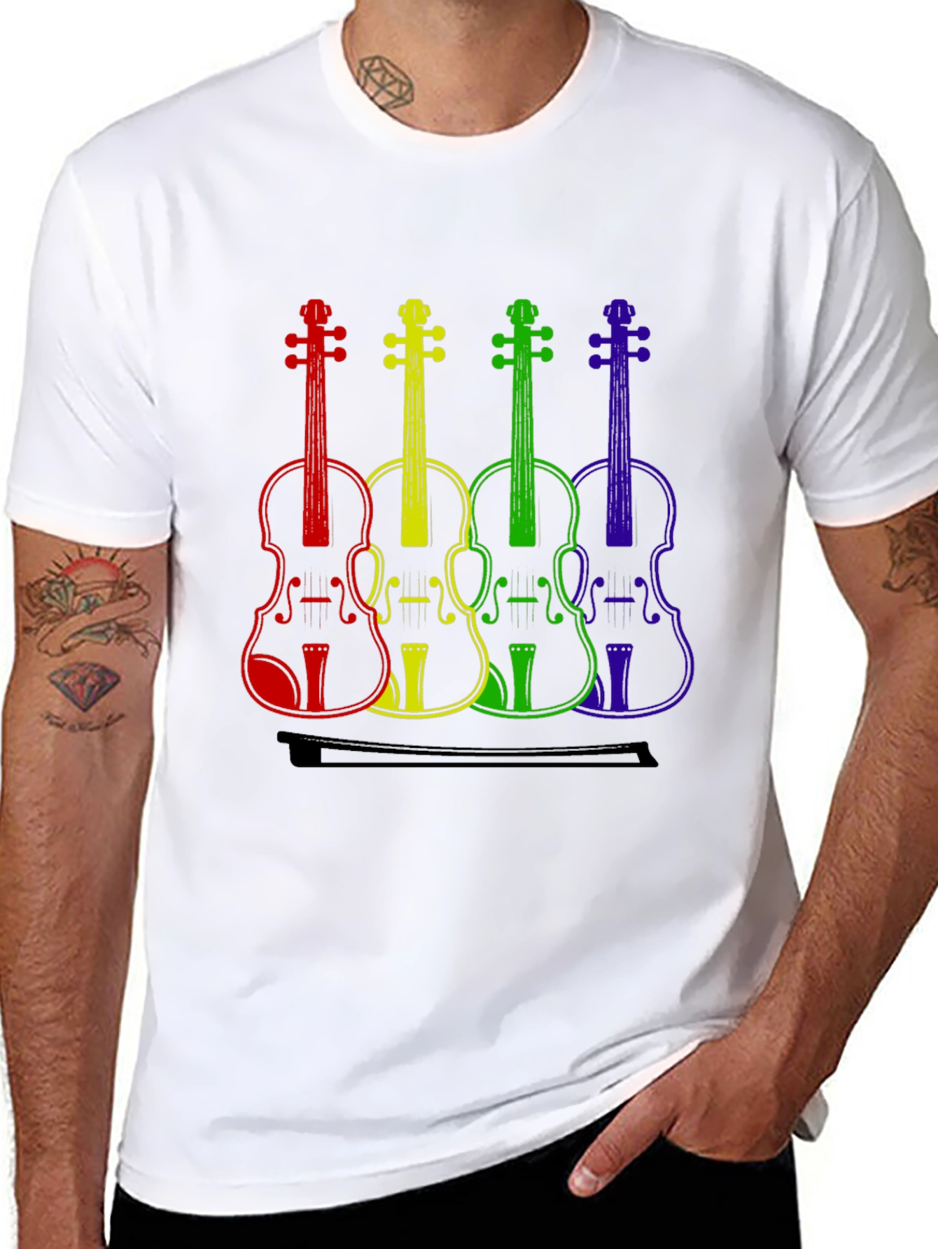 Rainbow Violin T-Shirt - Music Lover Tee