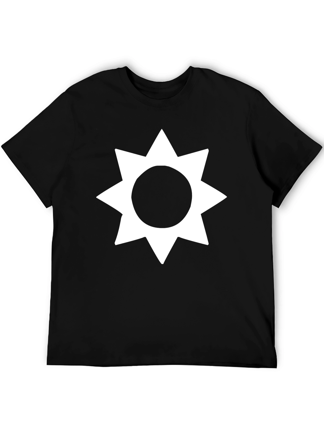 Geometric Star Graphic Tee - Soft Black Cotton Shirt