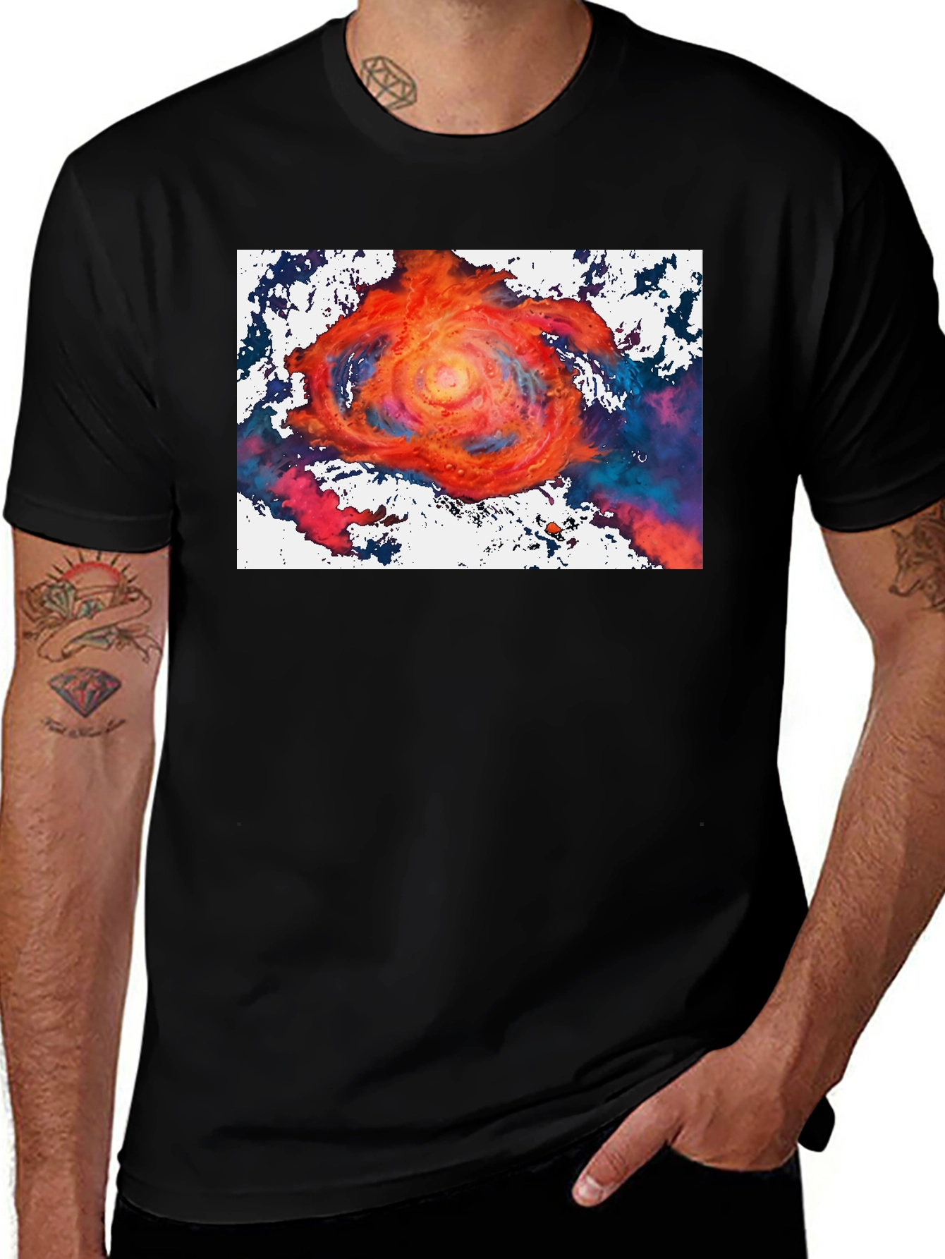 Vortex Graphic Tee - Bold Artistic Design Black