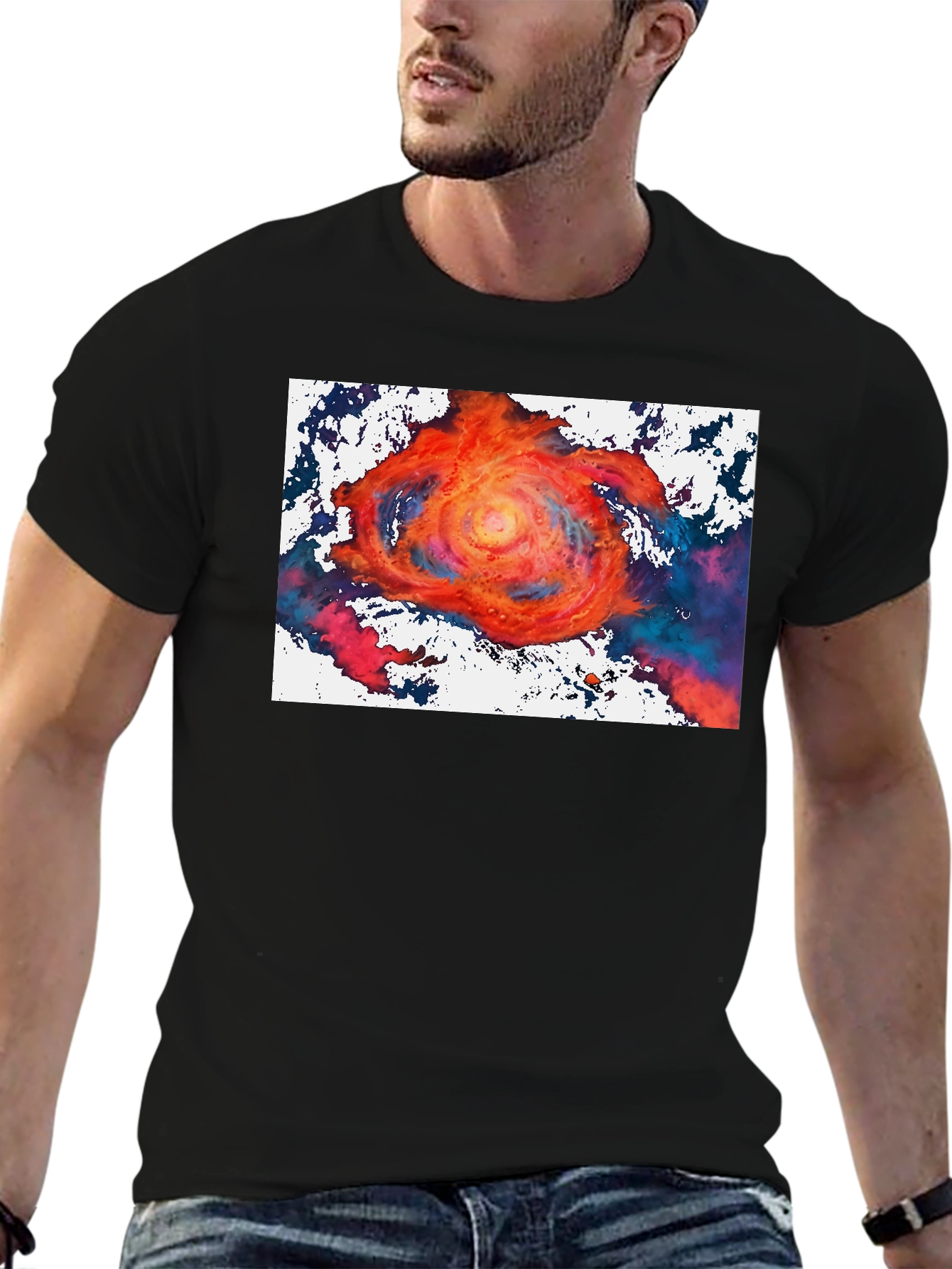 Vortex Graphic Tee - Bold Artistic Design Black