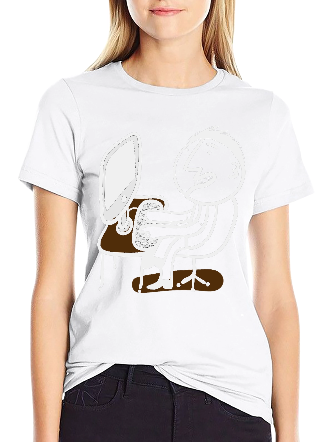 Funny Cartoon Computer Geek Black T-Shirt