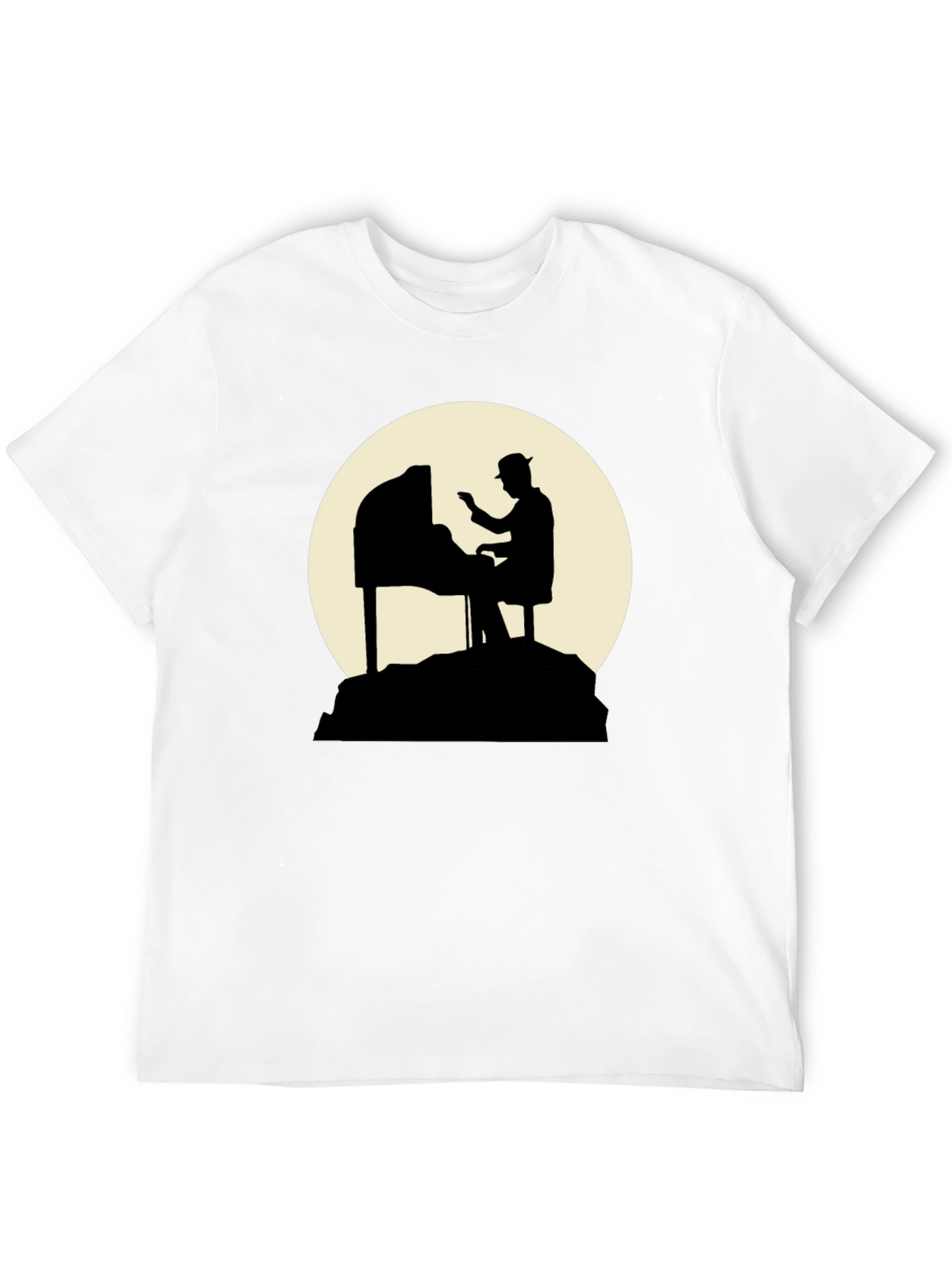 Piano Player Silhouette Graphic T-Shirt