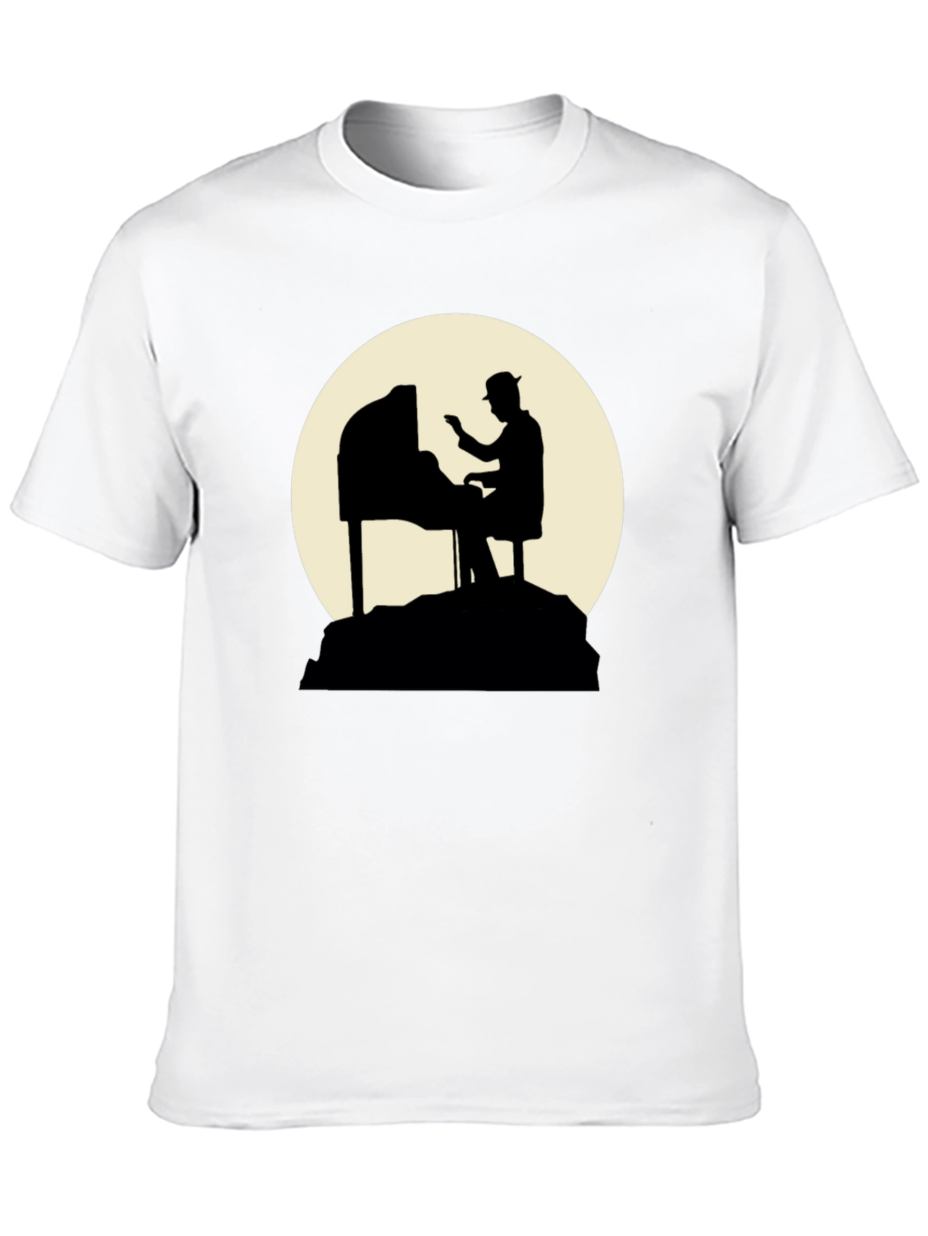 Piano Player Silhouette Graphic T-Shirt