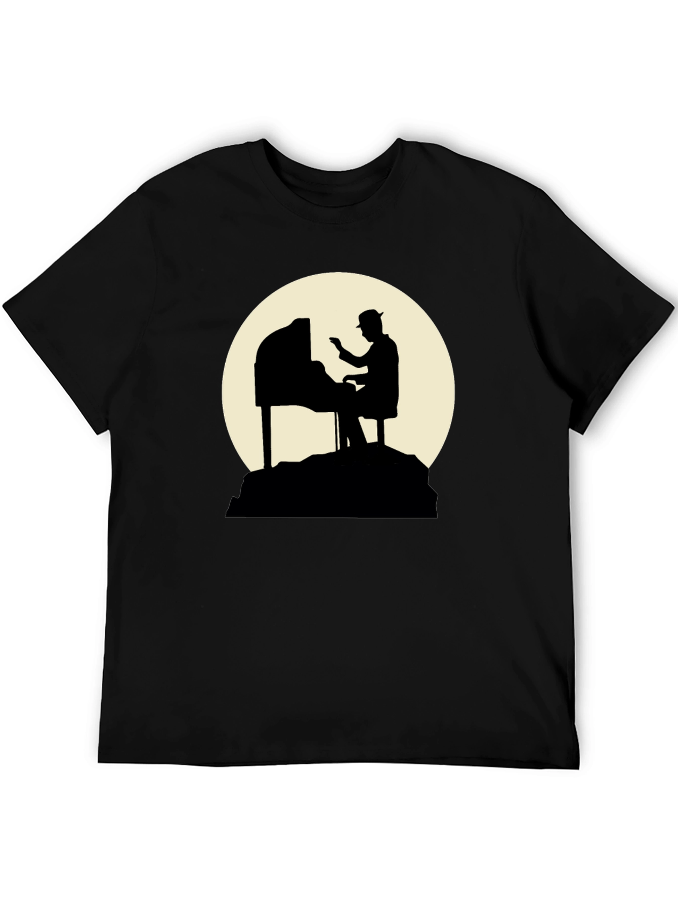 Piano Player Silhouette Graphic T-Shirt