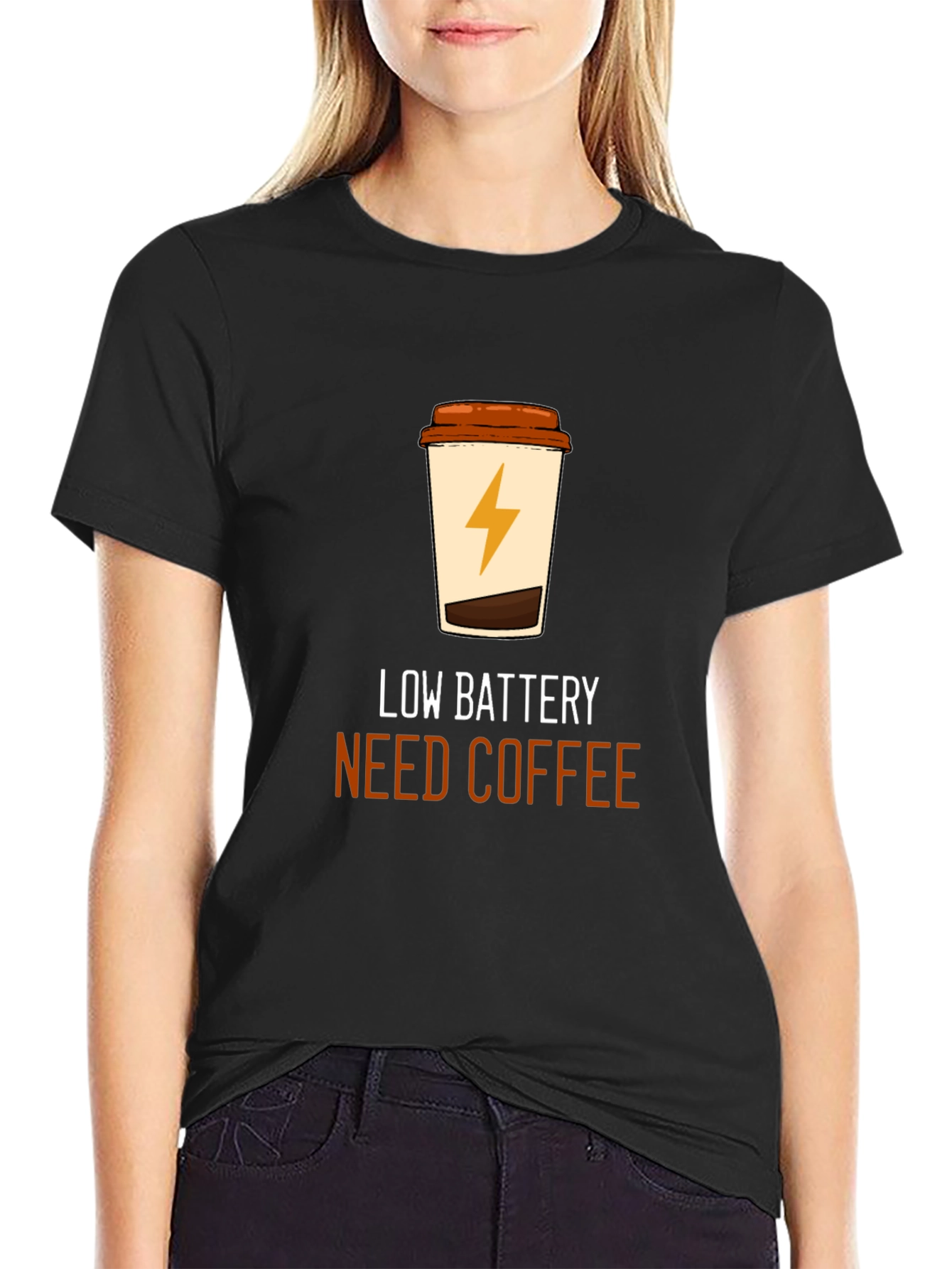 Low Battery Coffee T-Shirt - Black Graphic Tee