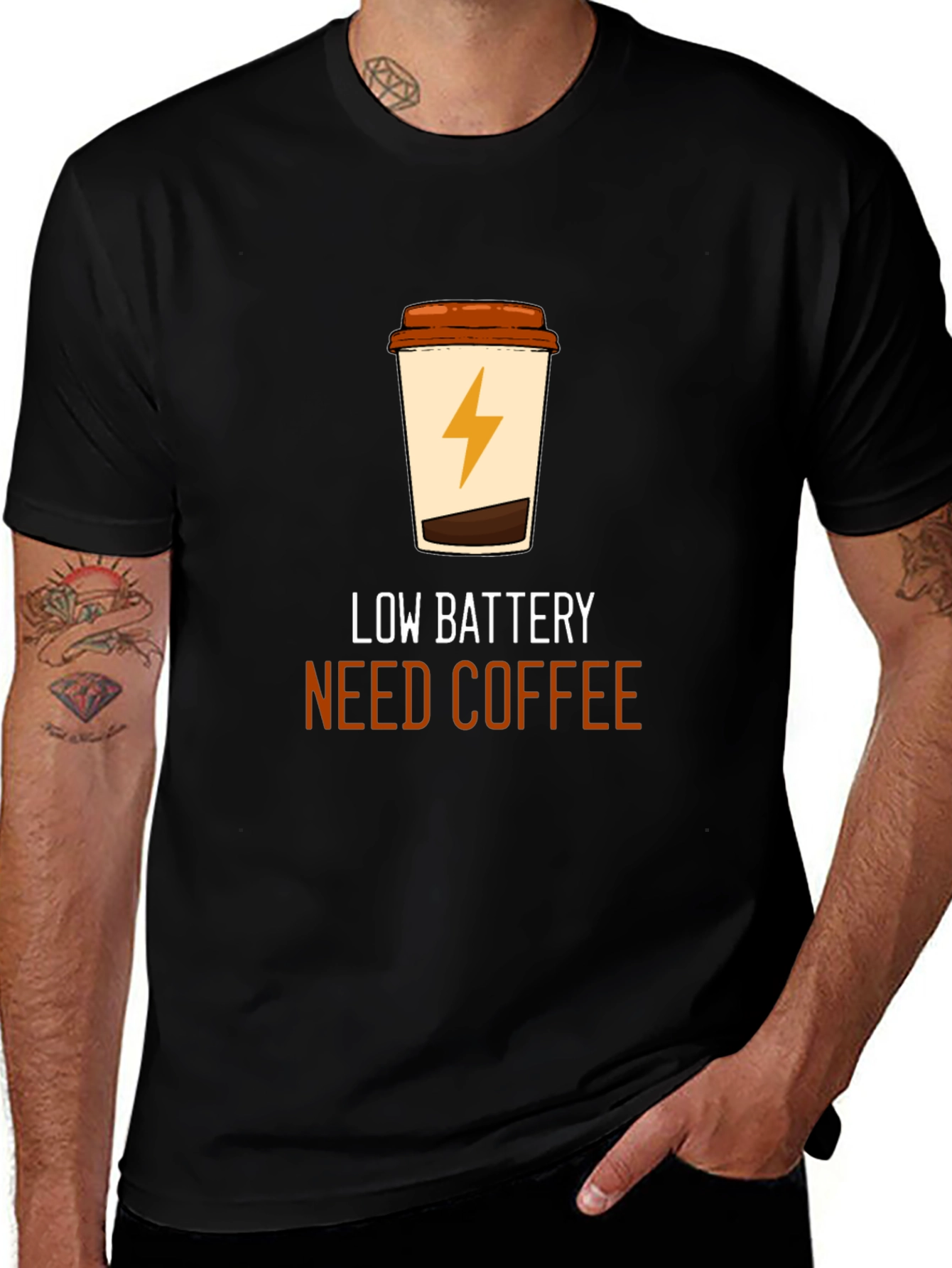 Low Battery Coffee T-Shirt - Black Graphic Tee