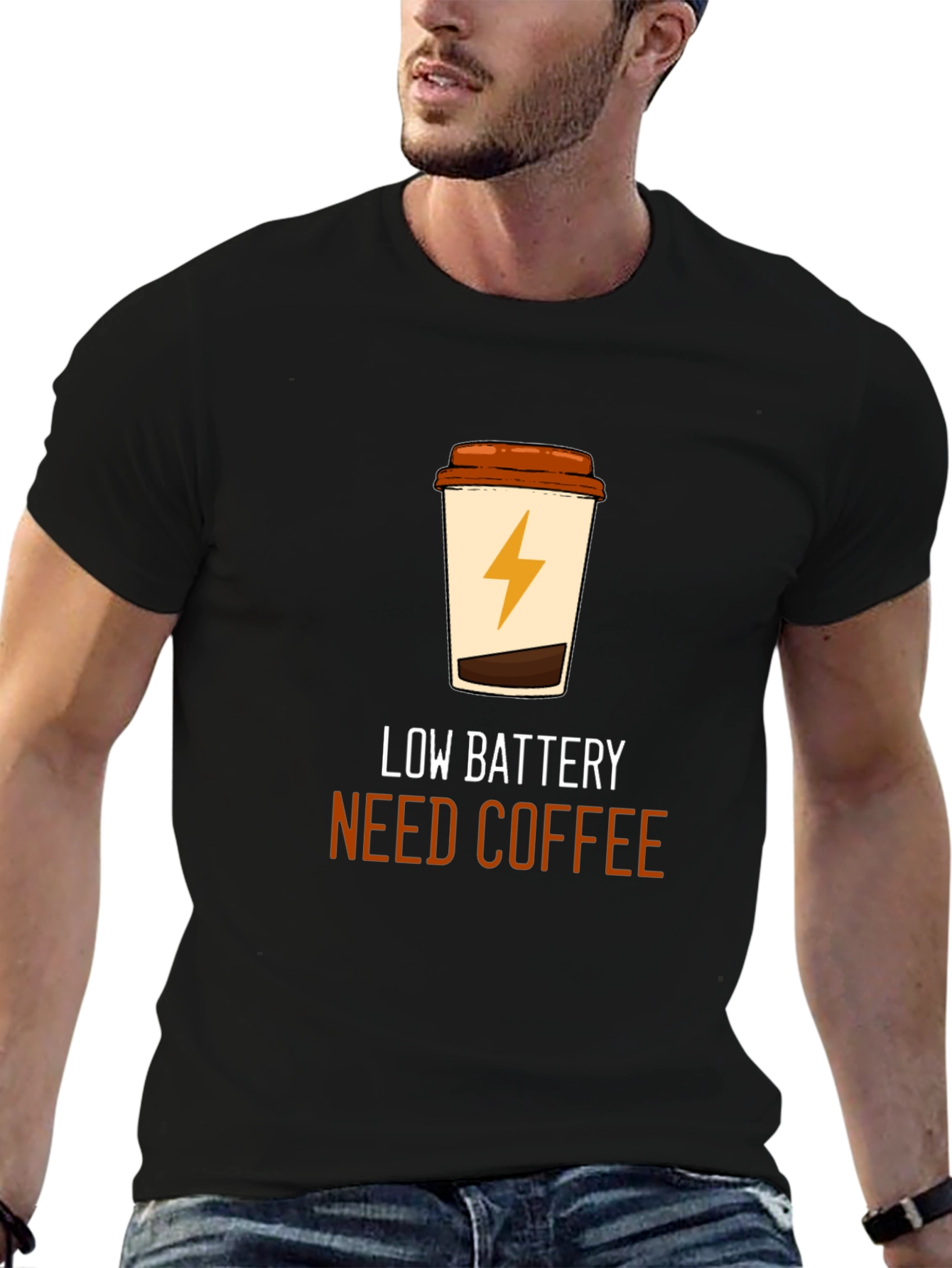 Low Battery Coffee T-Shirt - Black Graphic Tee