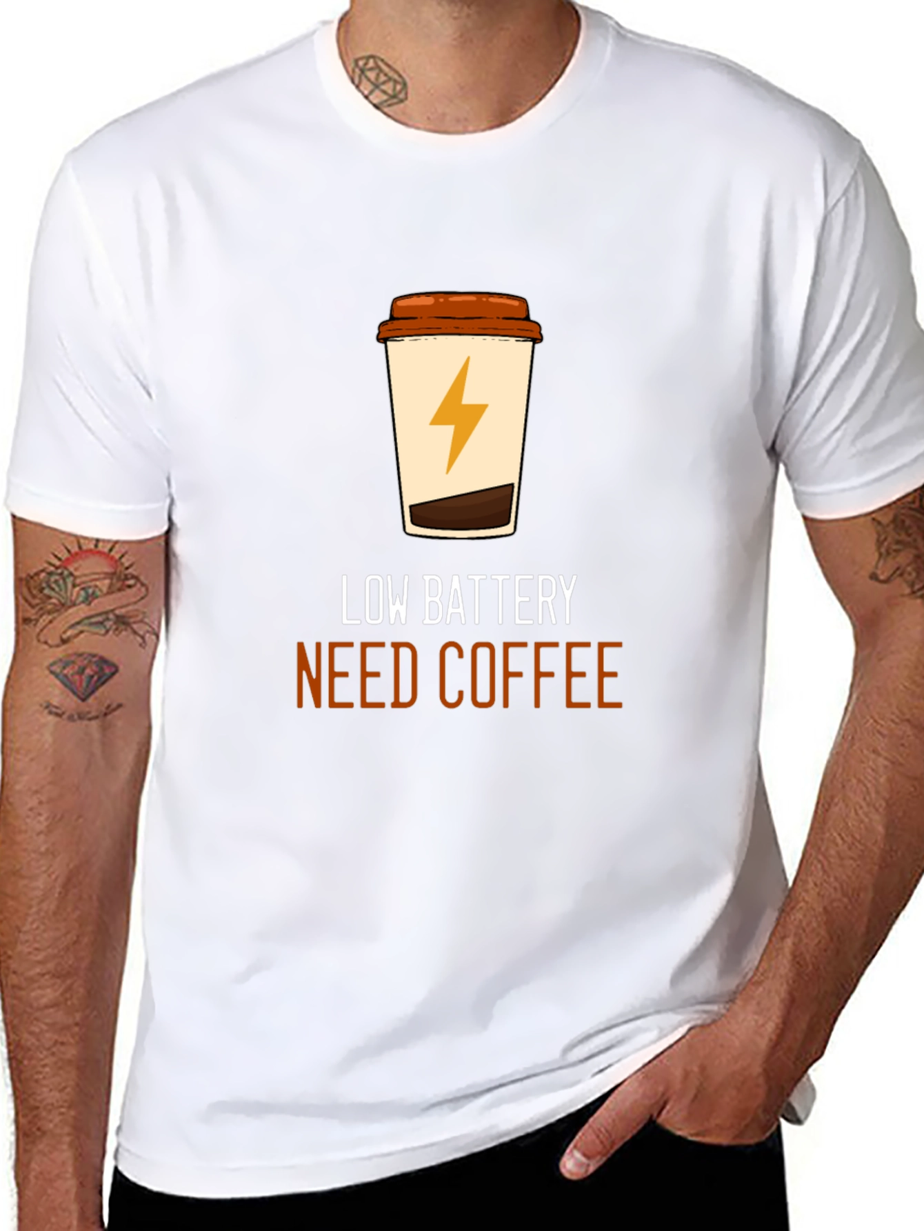 Low Battery Coffee T-Shirt - Black Graphic Tee