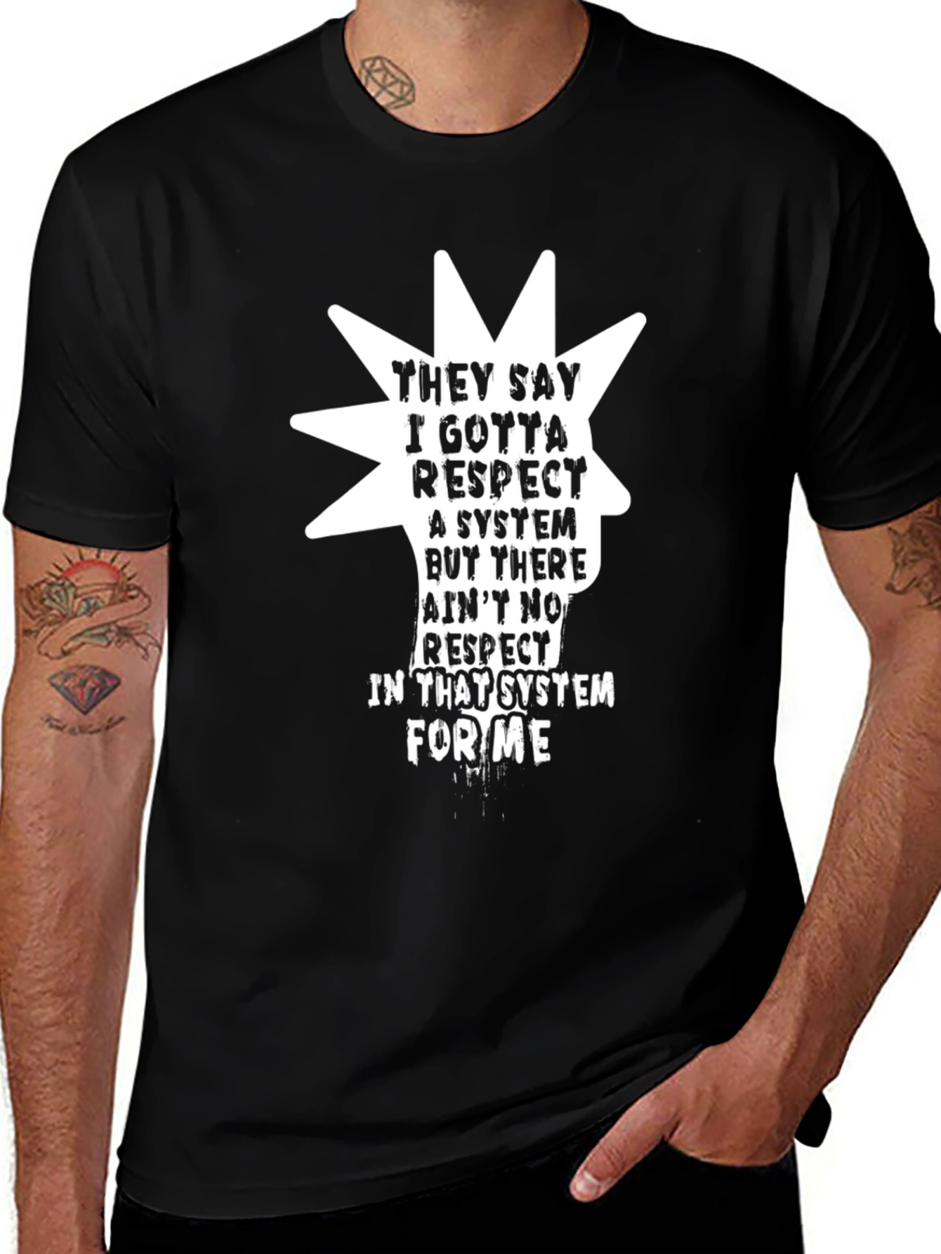 Respect System Graphic Tee - Black Cotton Blend