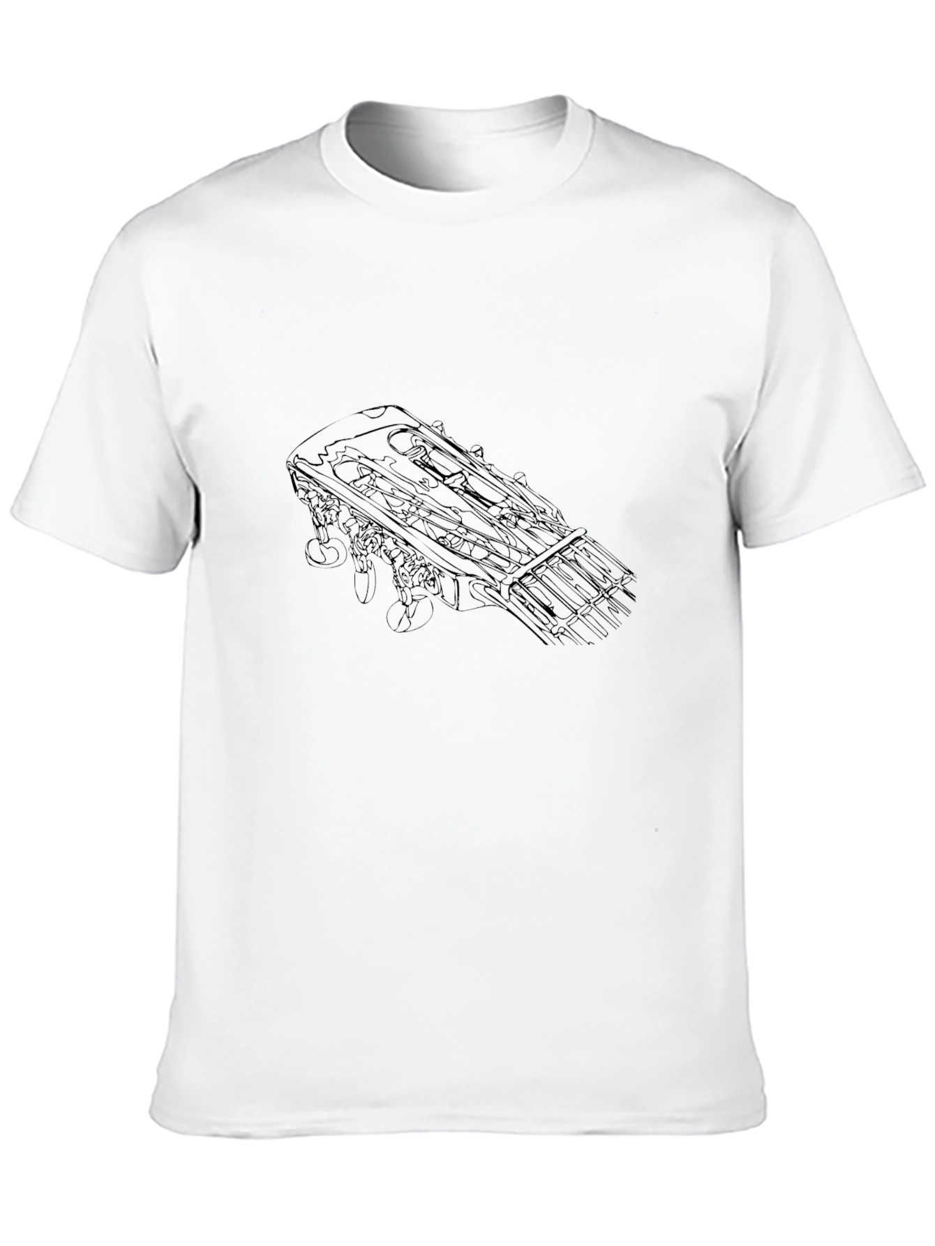 Guitar Headstock Outline Black T-Shirt
