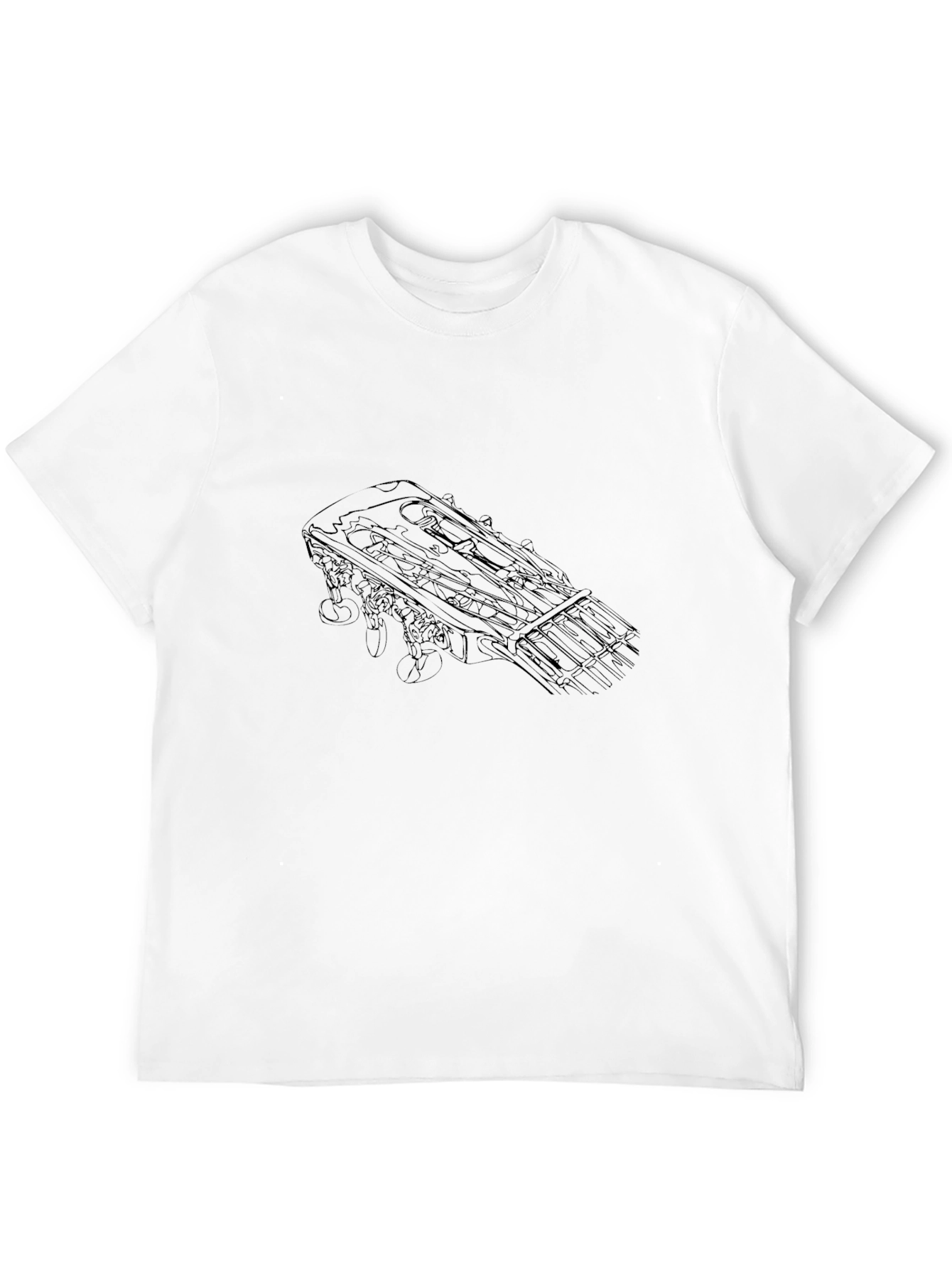 Guitar Headstock Outline Black T-Shirt