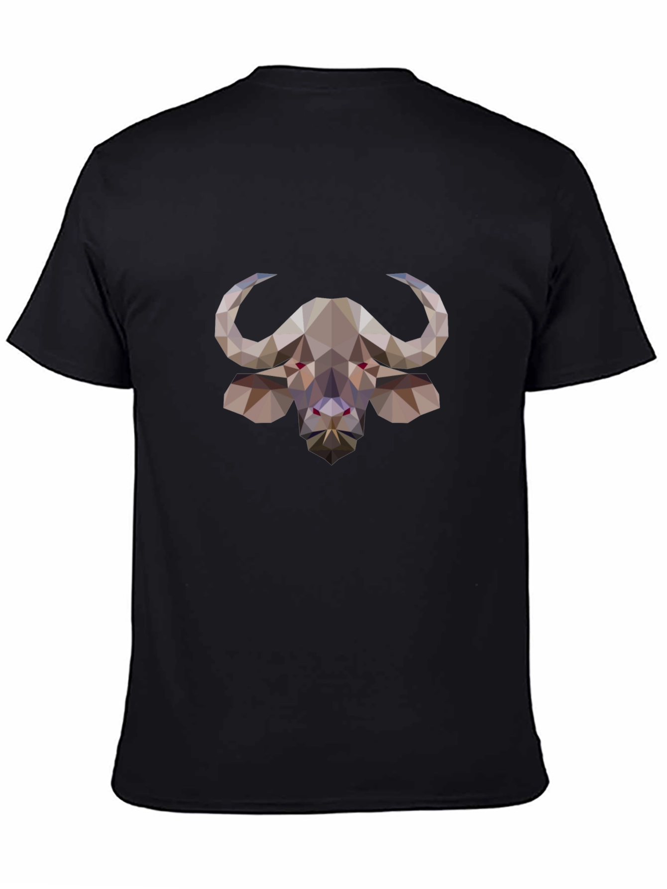 Geometric Buffalo Graphic Tee - Stylish Black T-Shirt