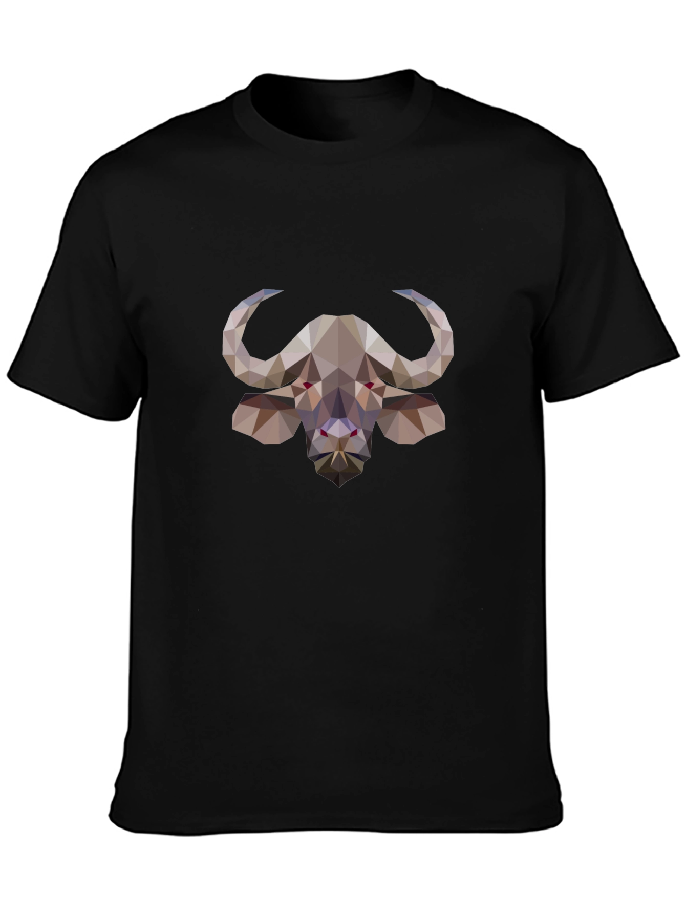 Geometric Buffalo Graphic Tee - Stylish Black T-Shirt