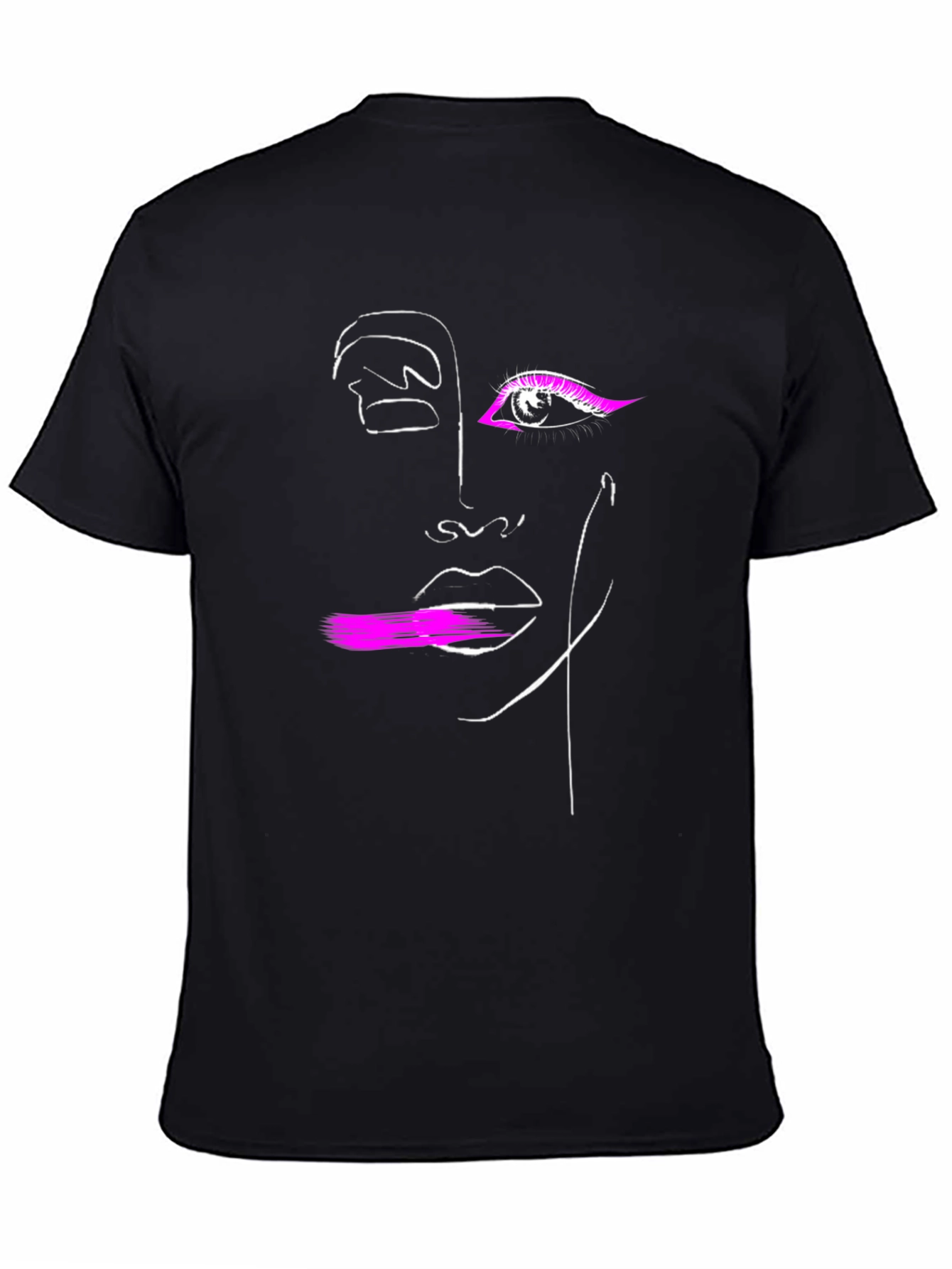 Abstract Face Graphic Tee - Black Cotton T-Shirt