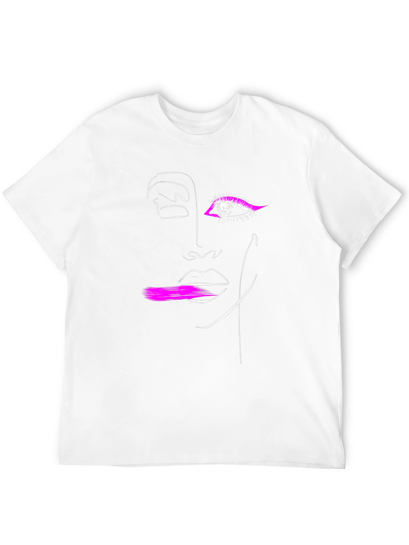 Abstract Face Graphic Tee - Black Cotton T-Shirt