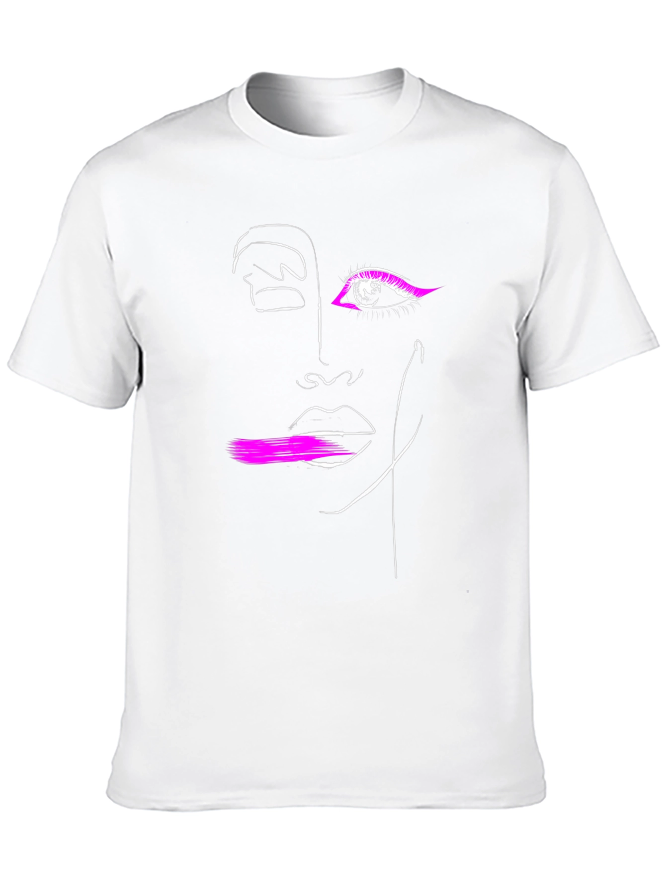 Abstract Face Graphic Tee - Black Cotton T-Shirt
