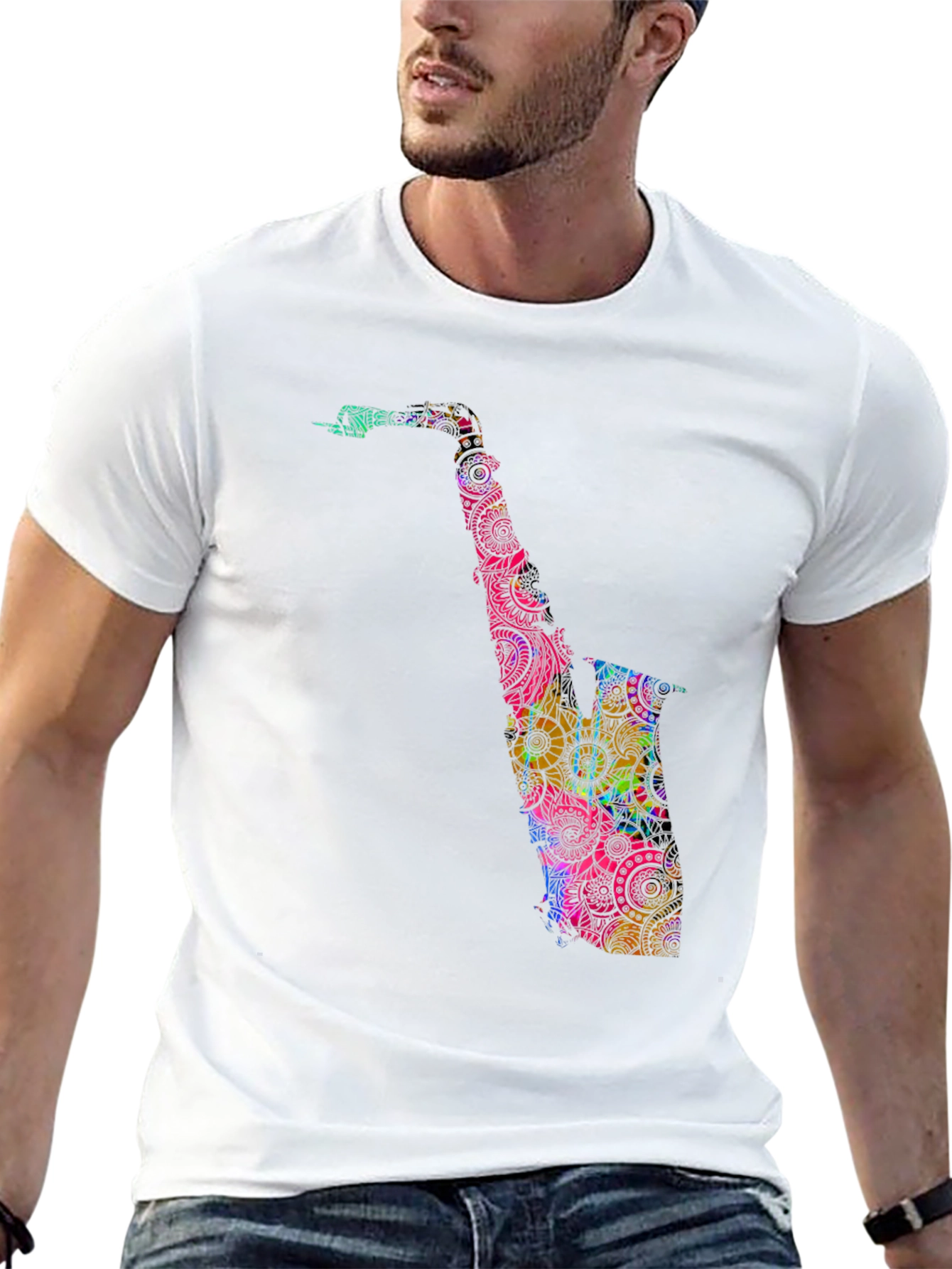 Saxophone Mandala Graphic Tee - Black