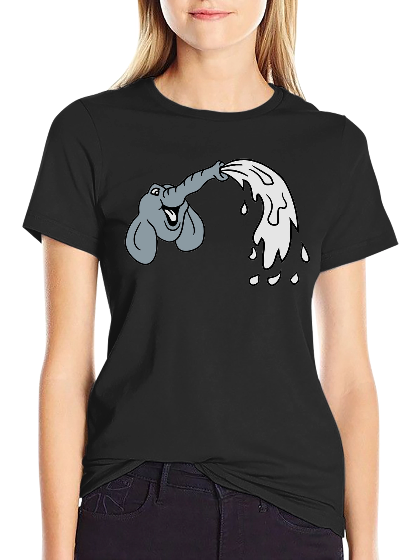 Elephant Water Blast Graphic Tee - Black