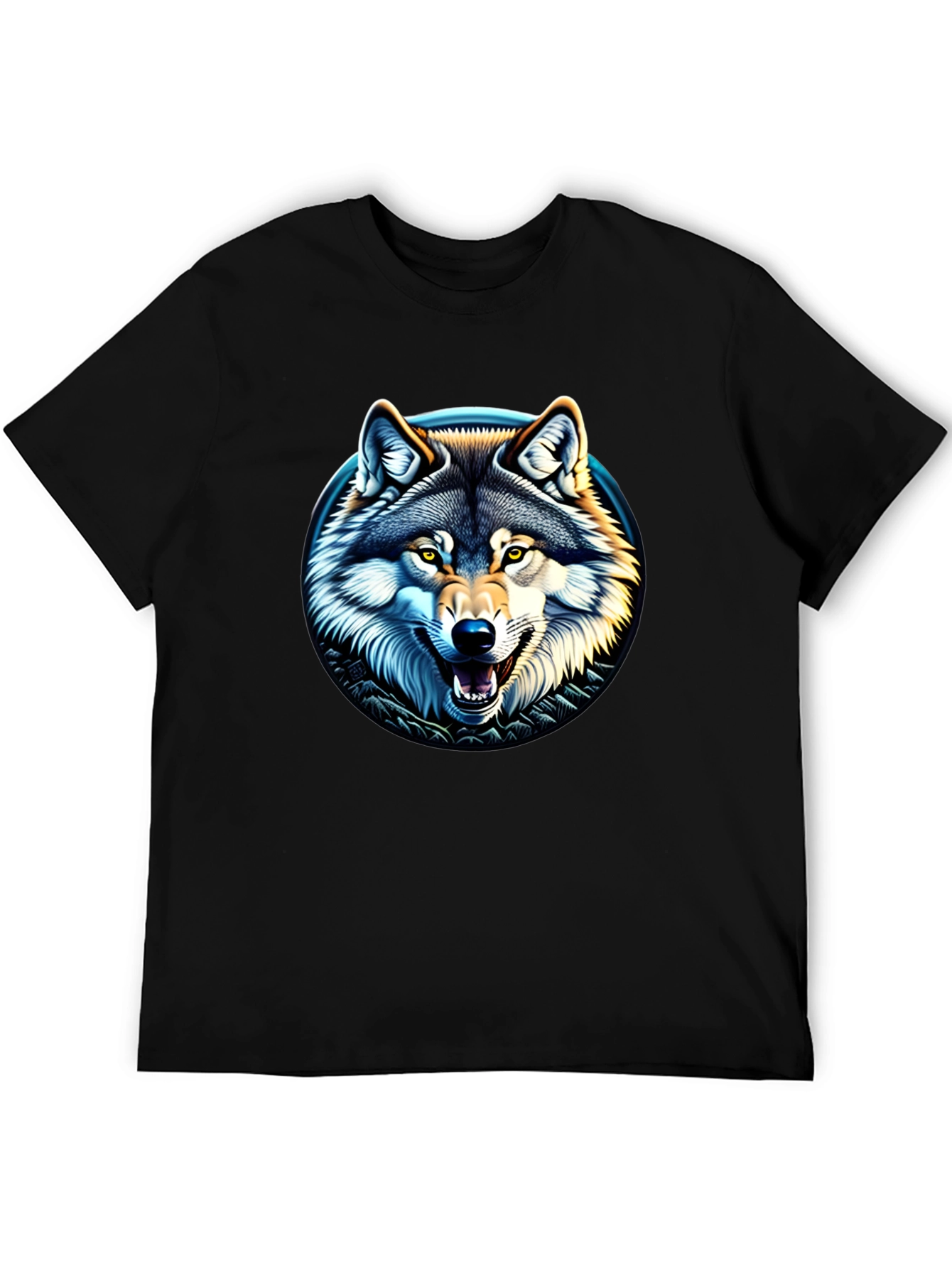 Wolf Graphic Print Crew Neck T-Shirt