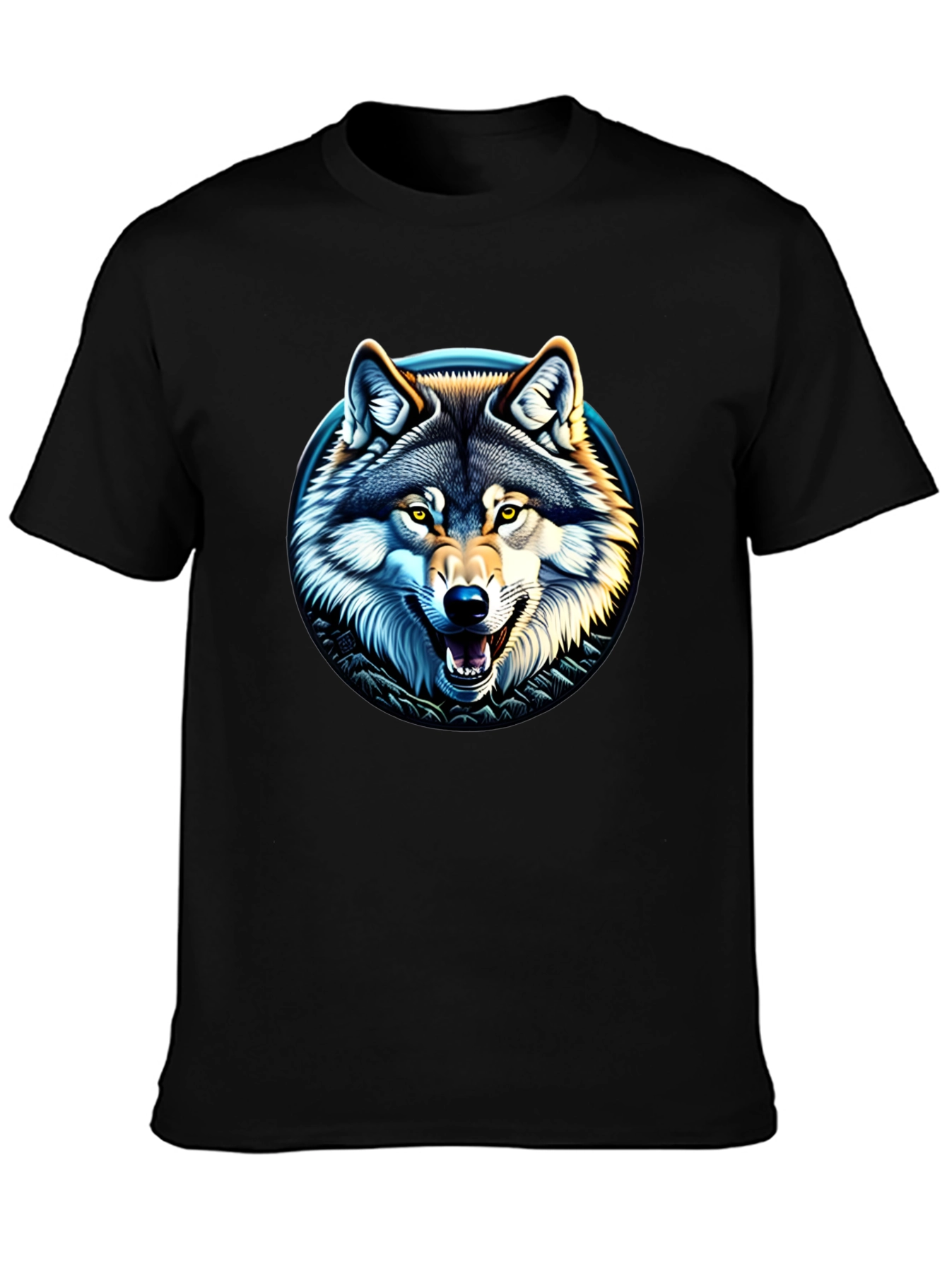 Wolf Graphic Print Crew Neck T-Shirt
