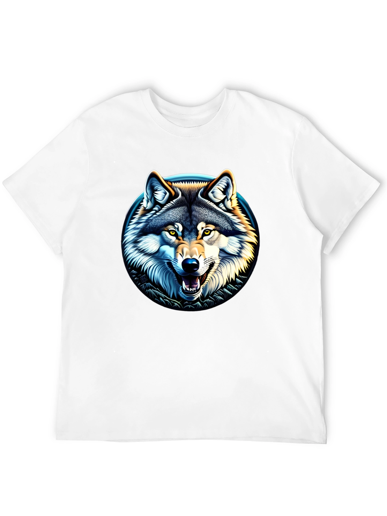 Wolf Graphic Print Crew Neck T-Shirt