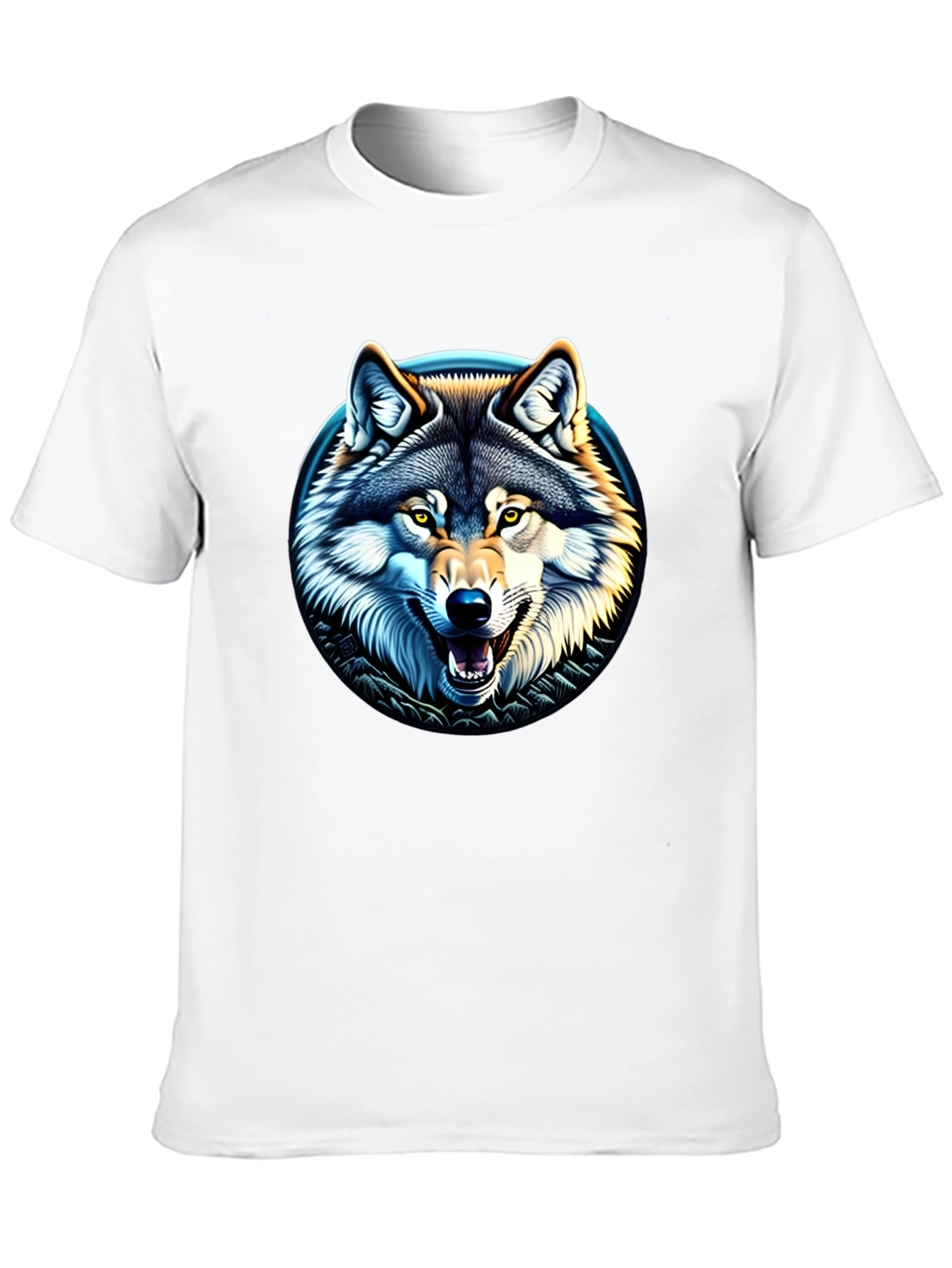 Wolf Graphic Print Crew Neck T-Shirt