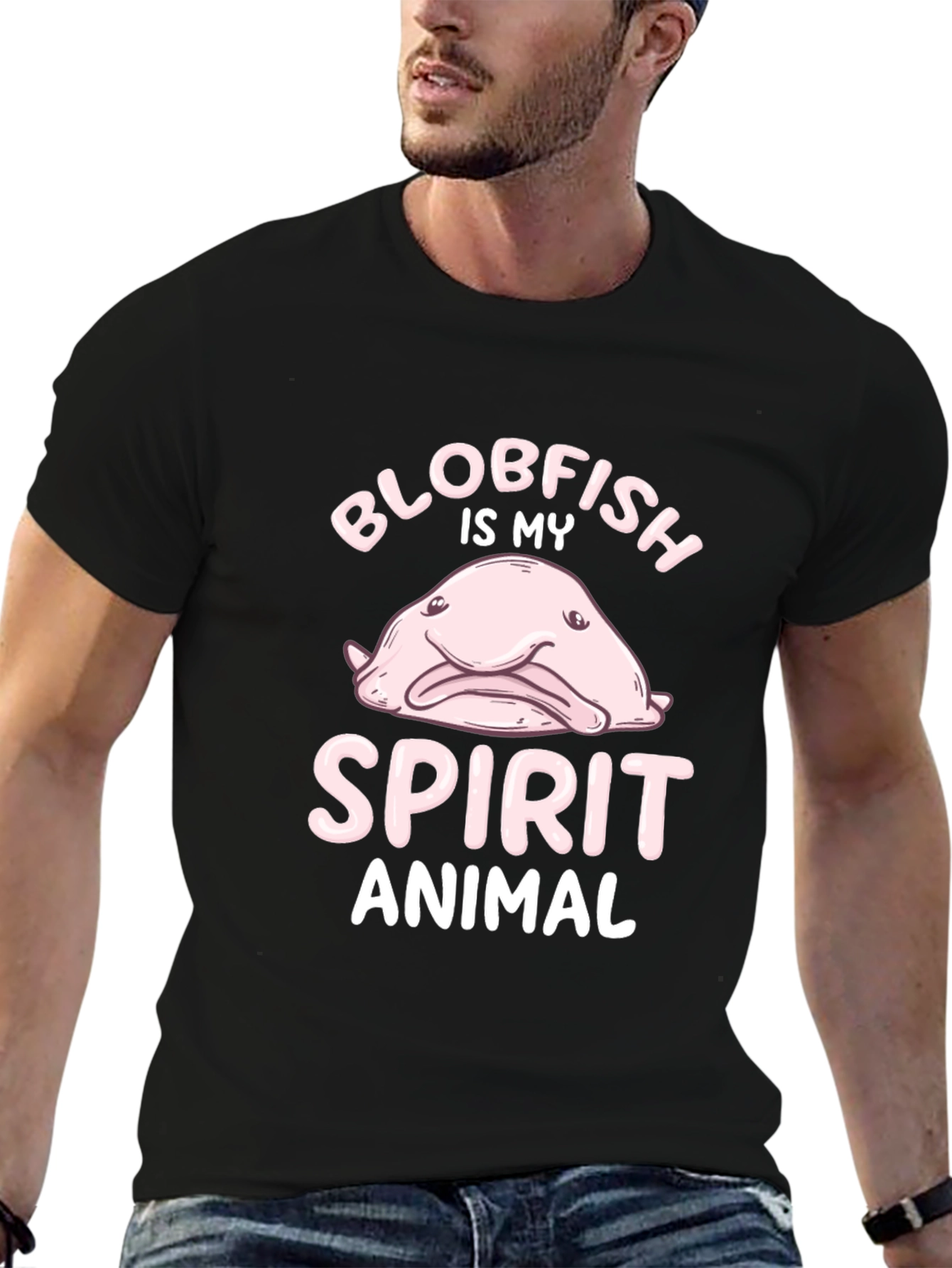 Blobfish Spirit Animal Graphic Tee - Black