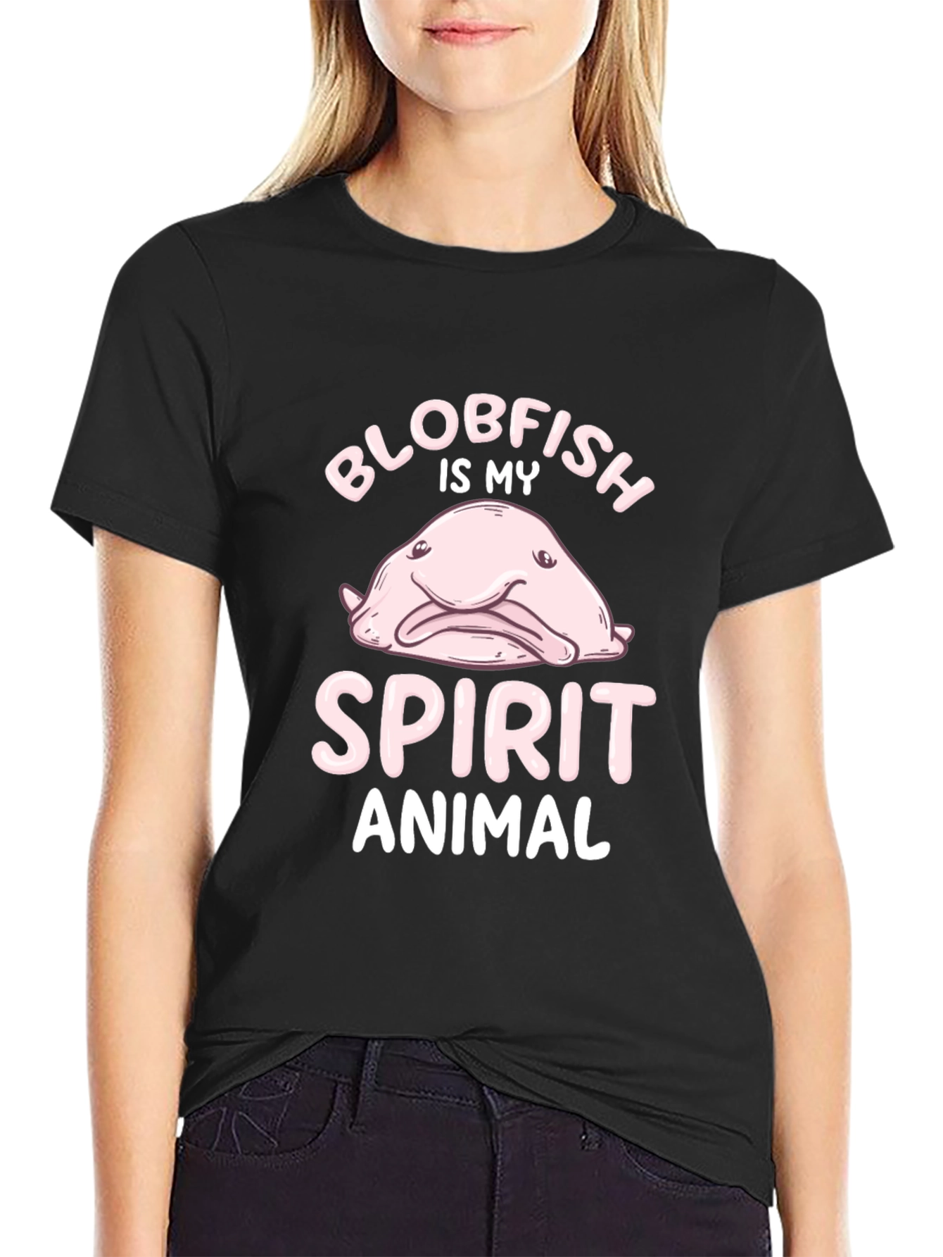 Blobfish Spirit Animal Graphic Tee - Black