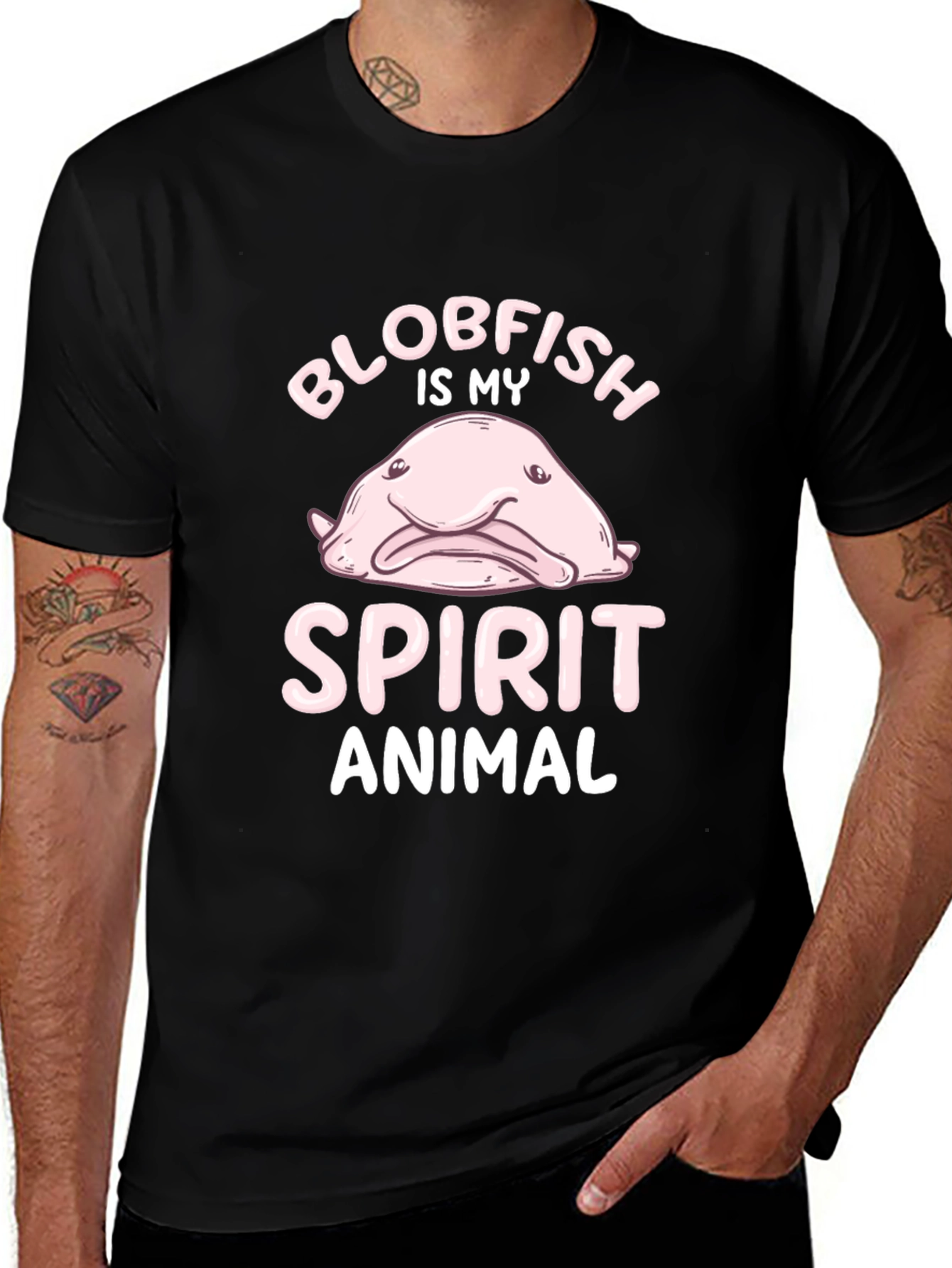 Blobfish Spirit Animal Graphic Tee - Black