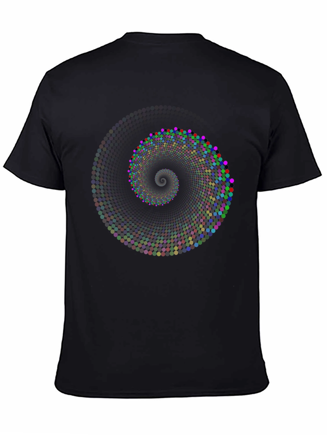 Geometric Dot Spiral T-Shirt - Black