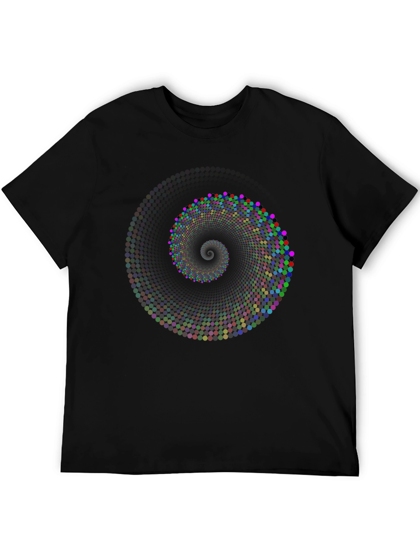 Geometric Dot Spiral T-Shirt - Black