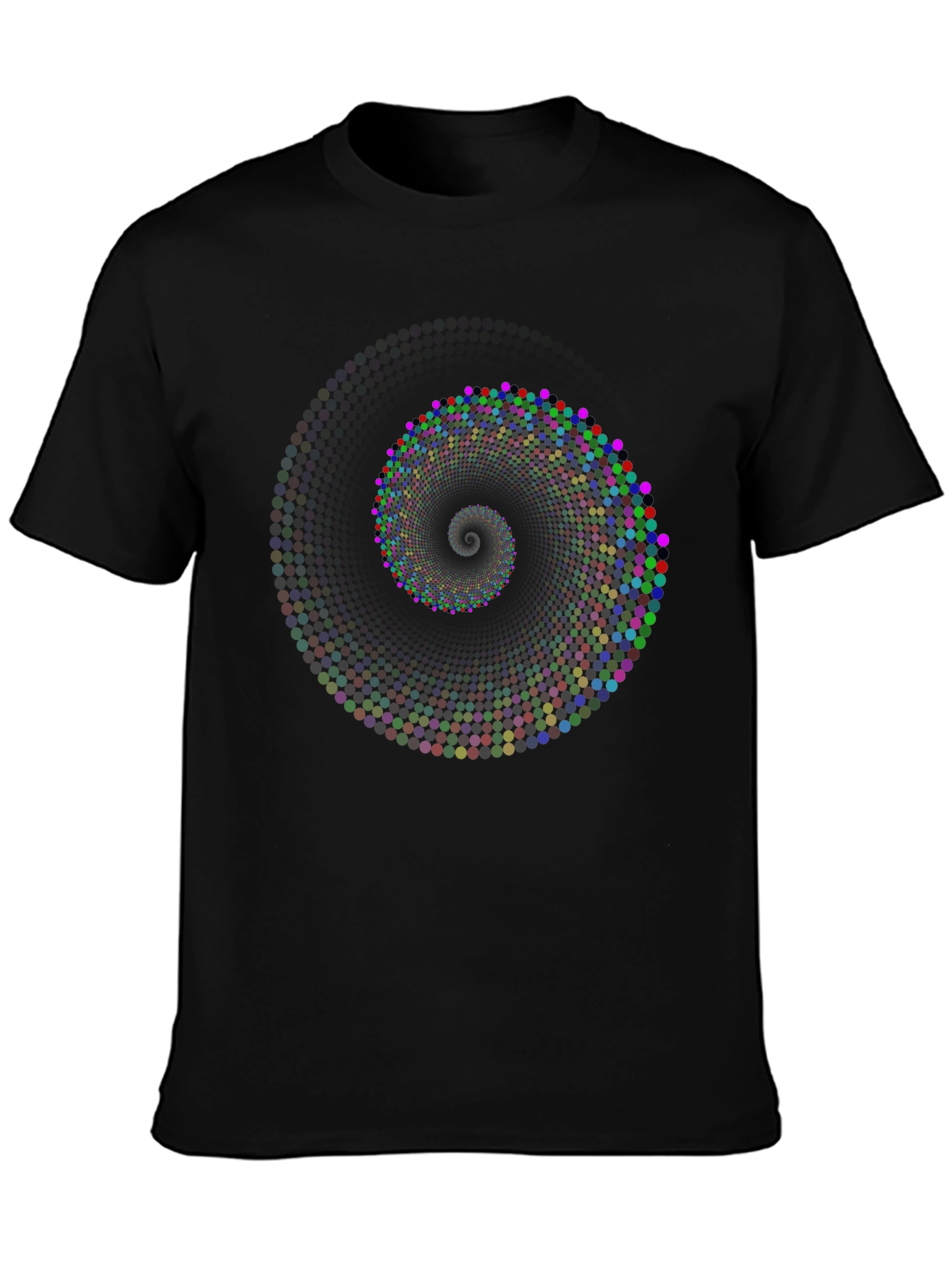 Geometric Dot Spiral T-Shirt - Black