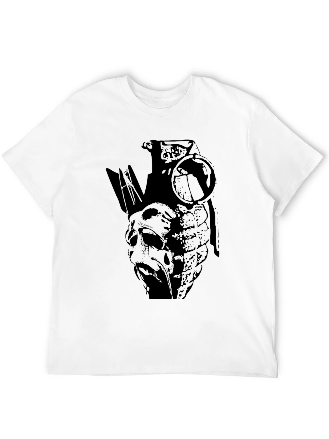 Edgy Grenade Graphic Print Black T-Shirt