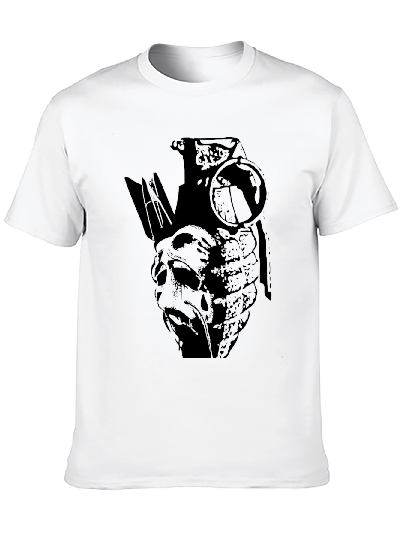 Edgy Grenade Graphic Print Black T-Shirt