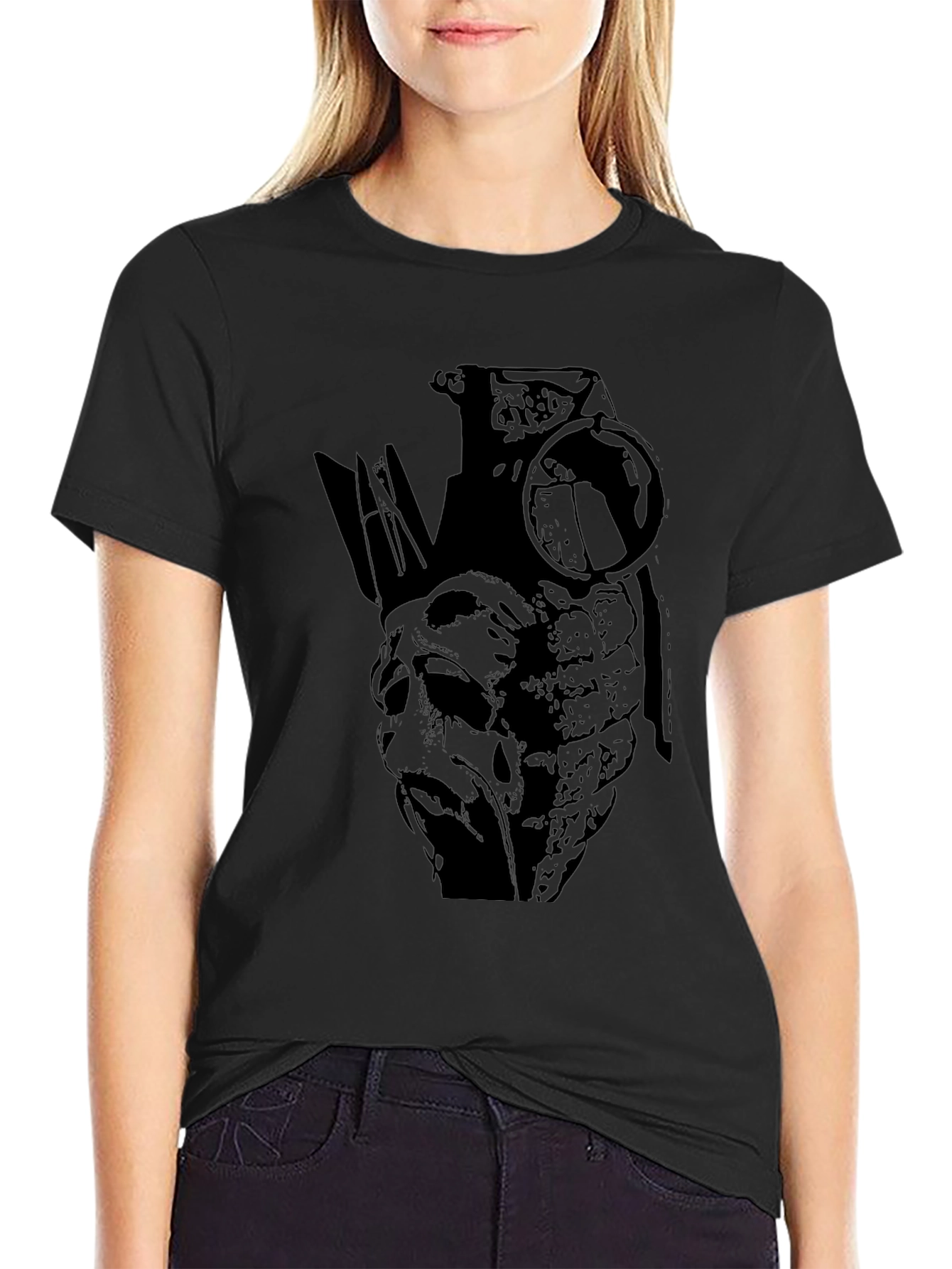 Edgy Grenade Graphic Print Black T-Shirt