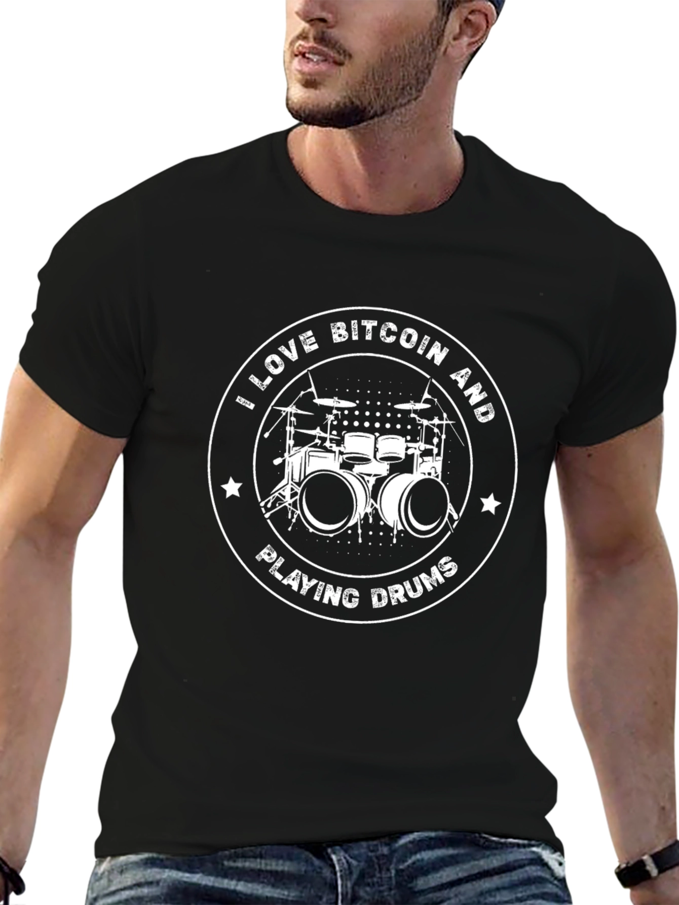 Bitcoin & Drums Black Graphic Tee
