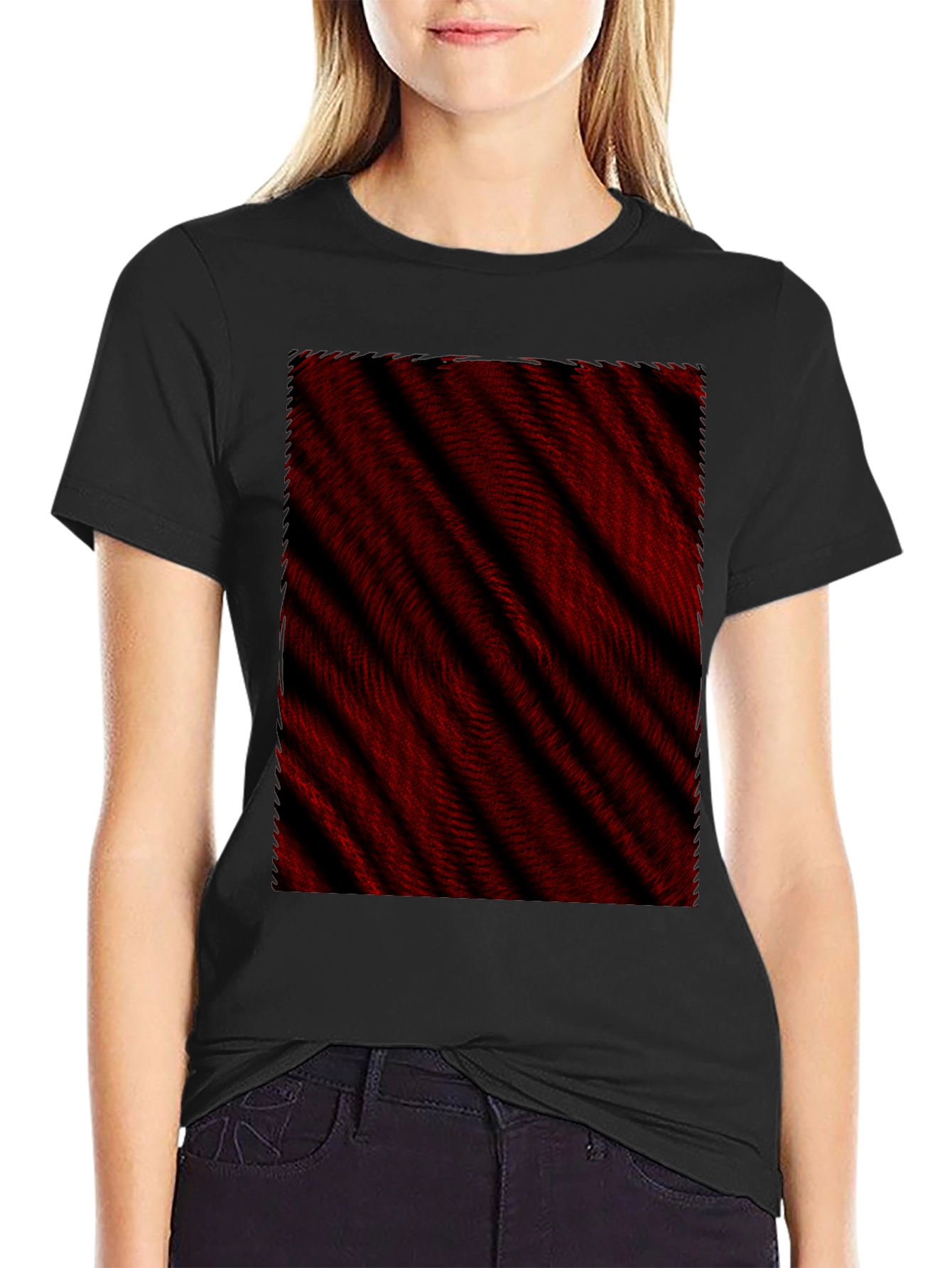 Abstract Red & Black Striped Tee