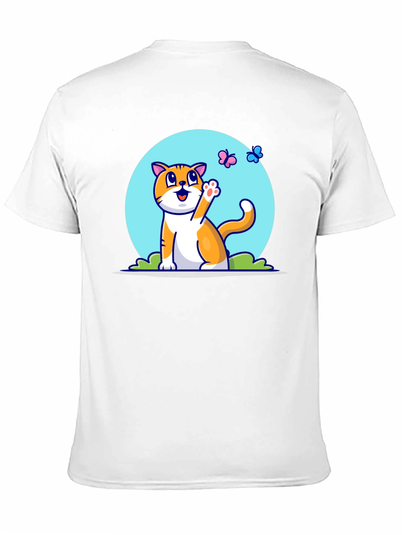 Cute Cat & Butterfly Graphic Tee - Black T-Shirt